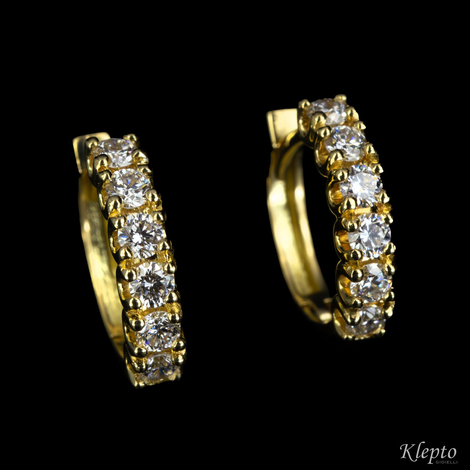 Gold hoop earrings with Diamonds