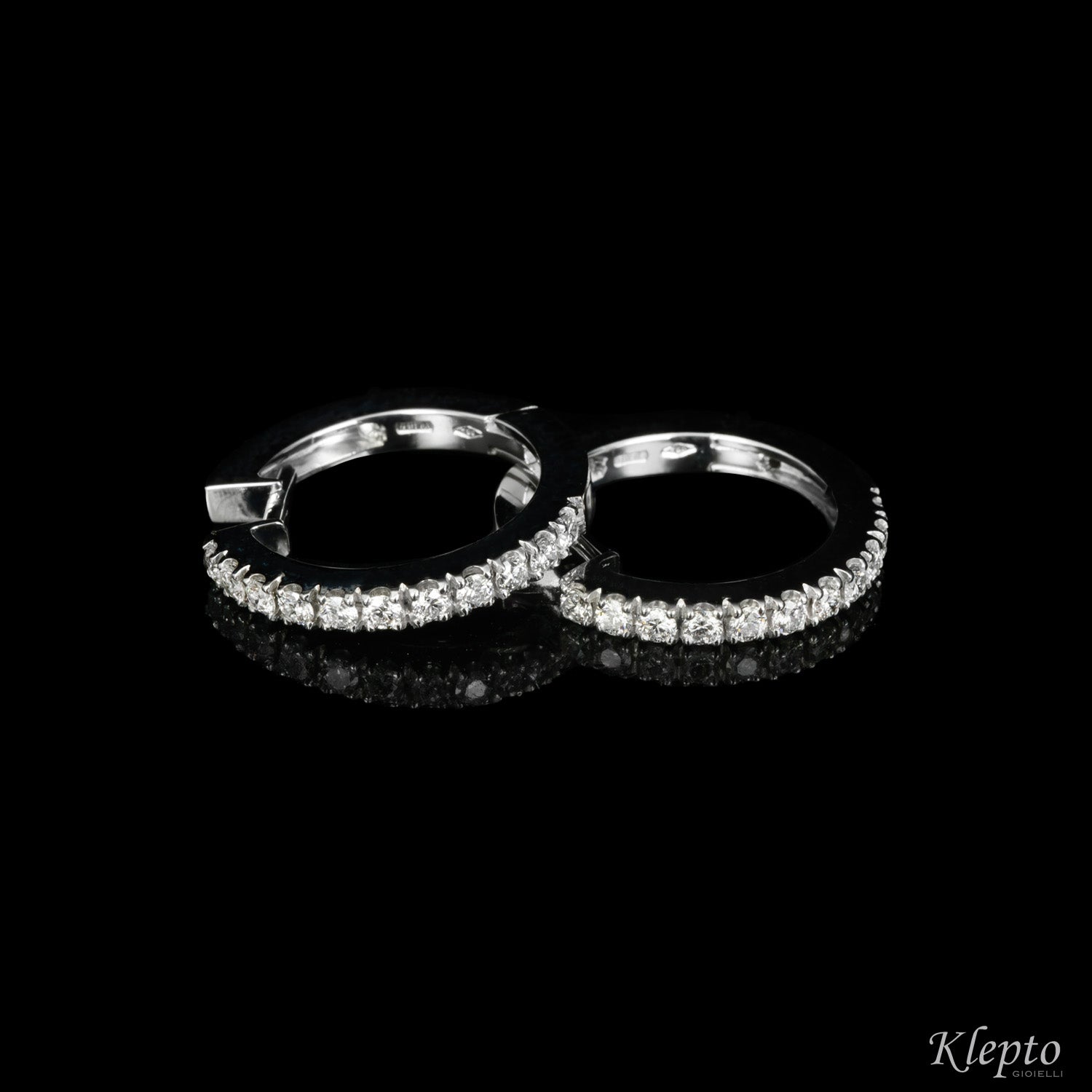 White gold hoop earrings with diamonds