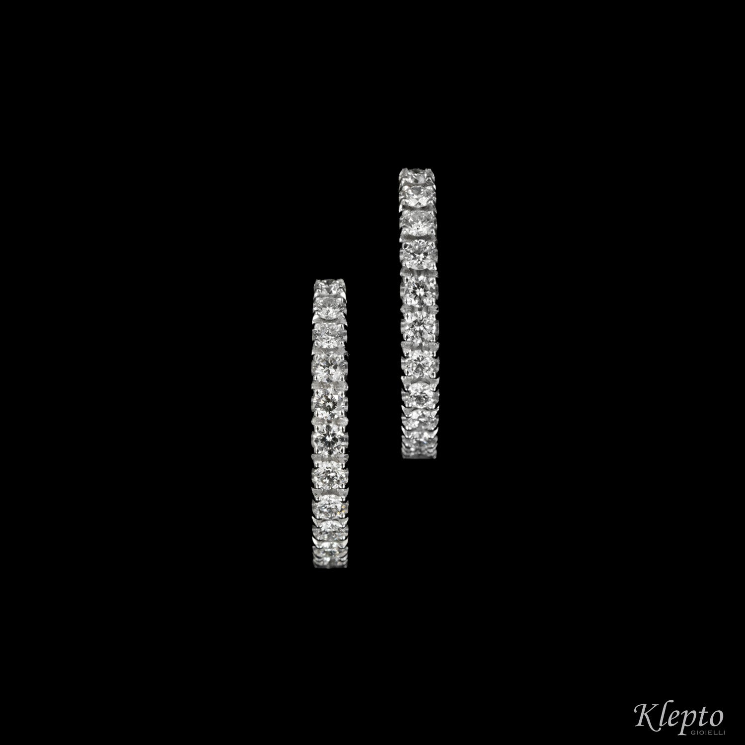 White gold hoop earrings with diamonds