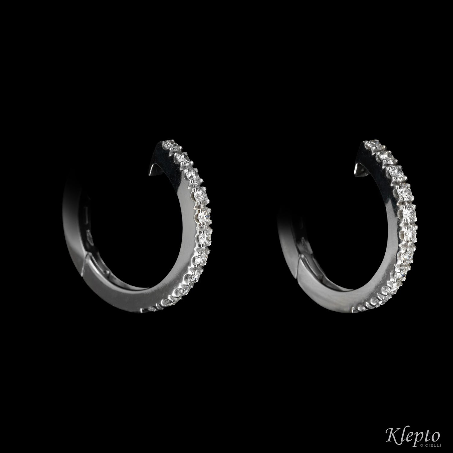 White gold hoop earrings with diamonds