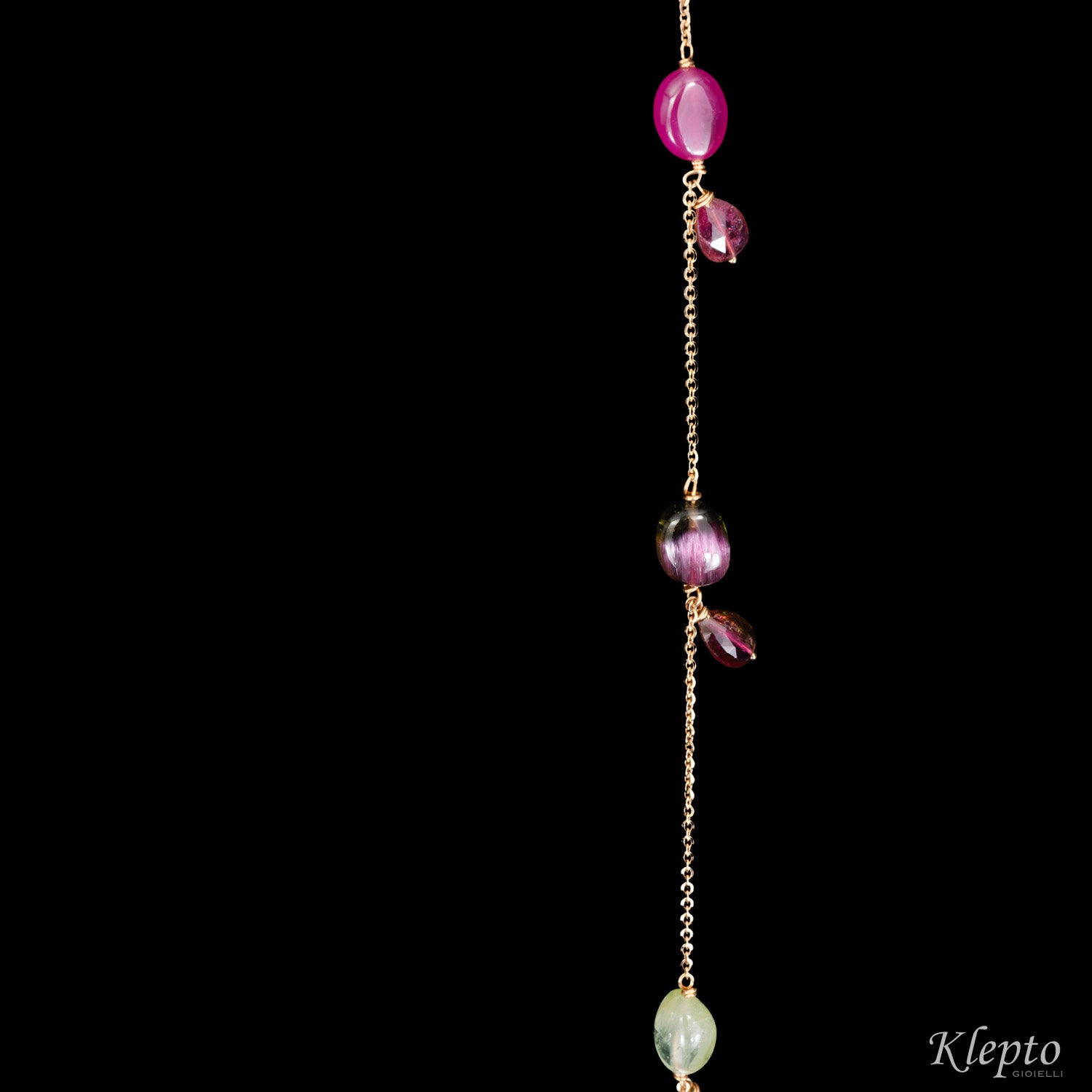 "Chanel" rose gold necklace with Tourmalines