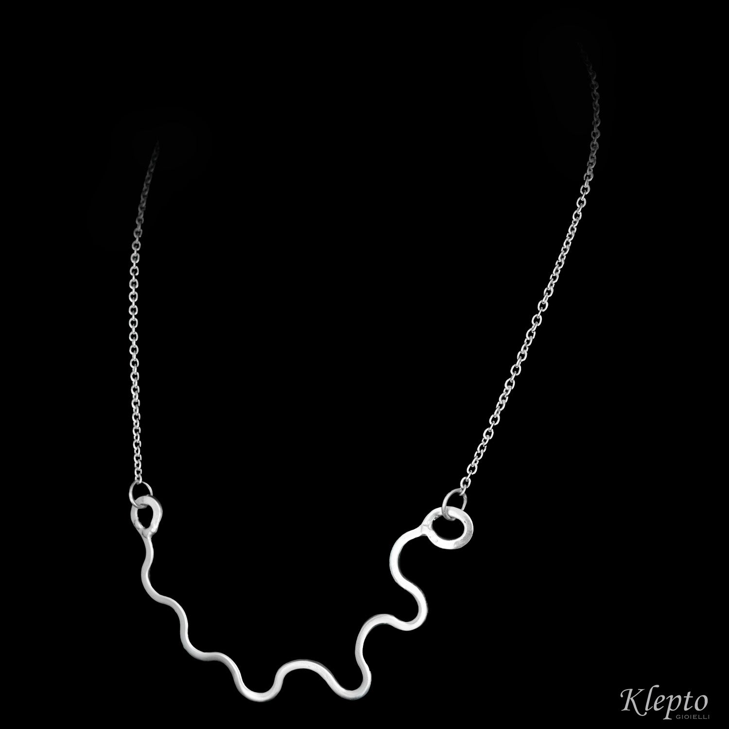 Silnova® silver necklace with wavy wire