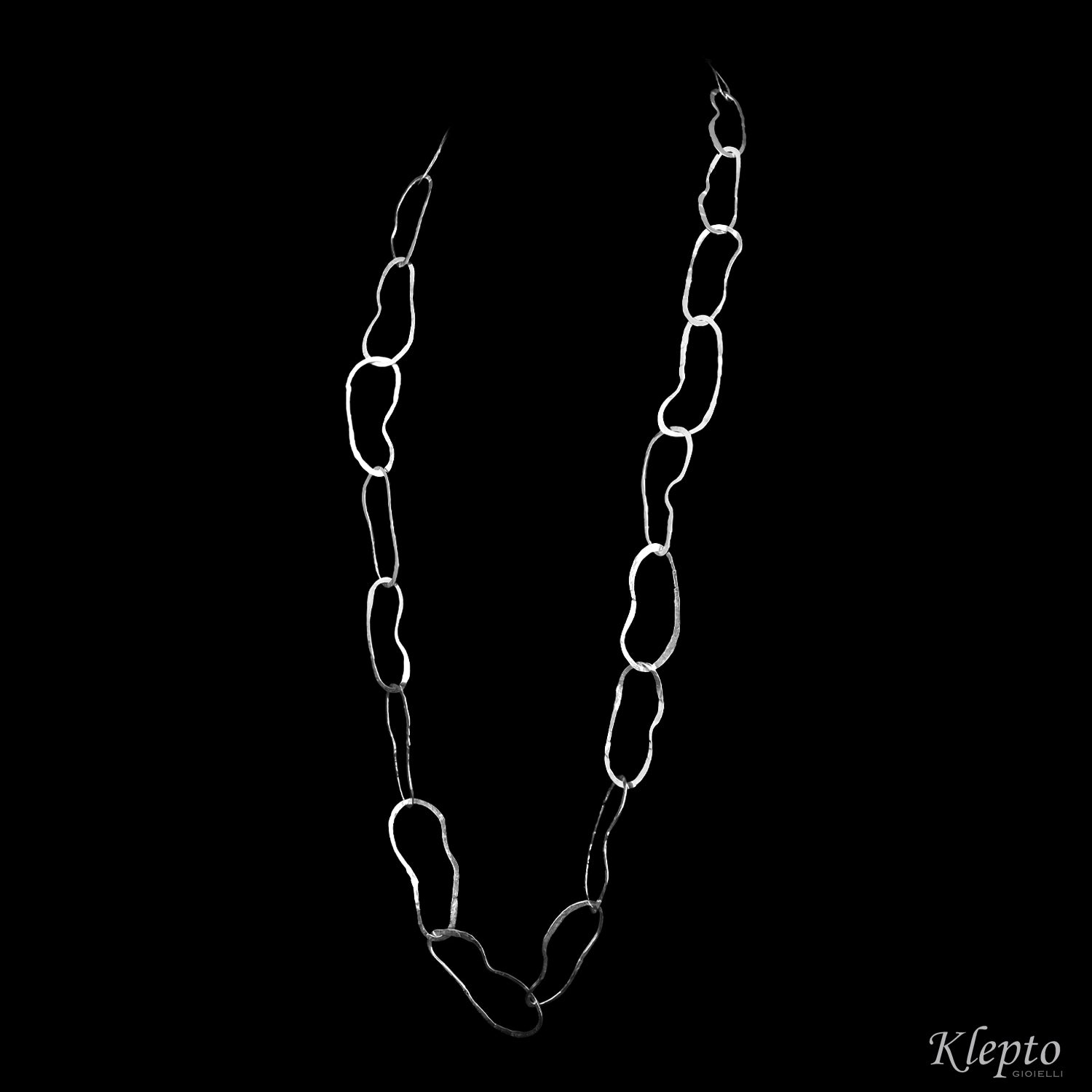 Silver Silnova® necklace with irregular hammered rings