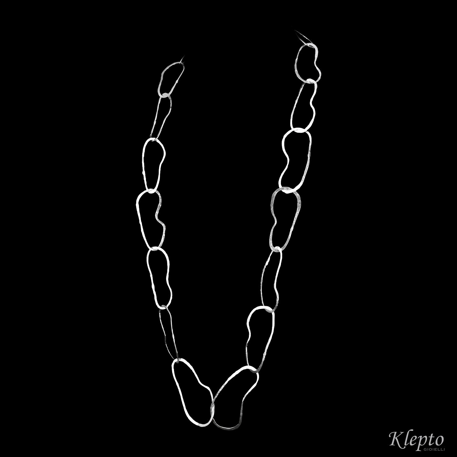 Silver Silnova® necklace with irregular hammered rings