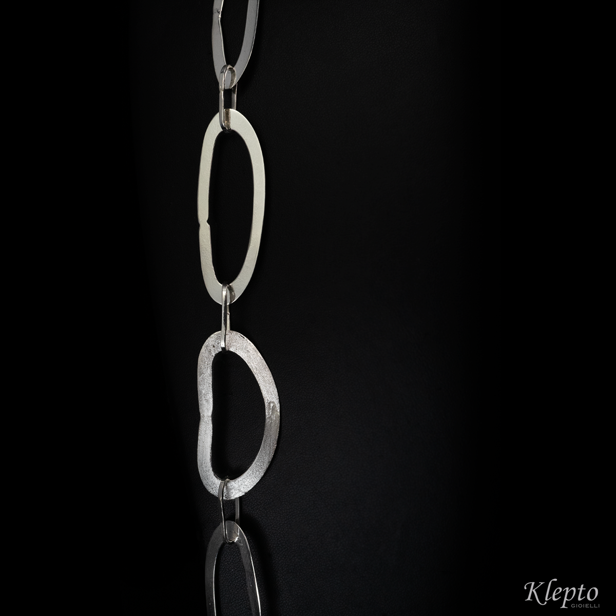 Necklace in Silnova® Silver with oval rings
