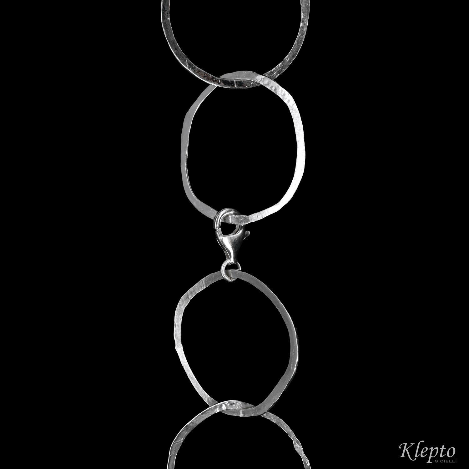 Silnova® Silver Necklace with Hammered Round Rings
