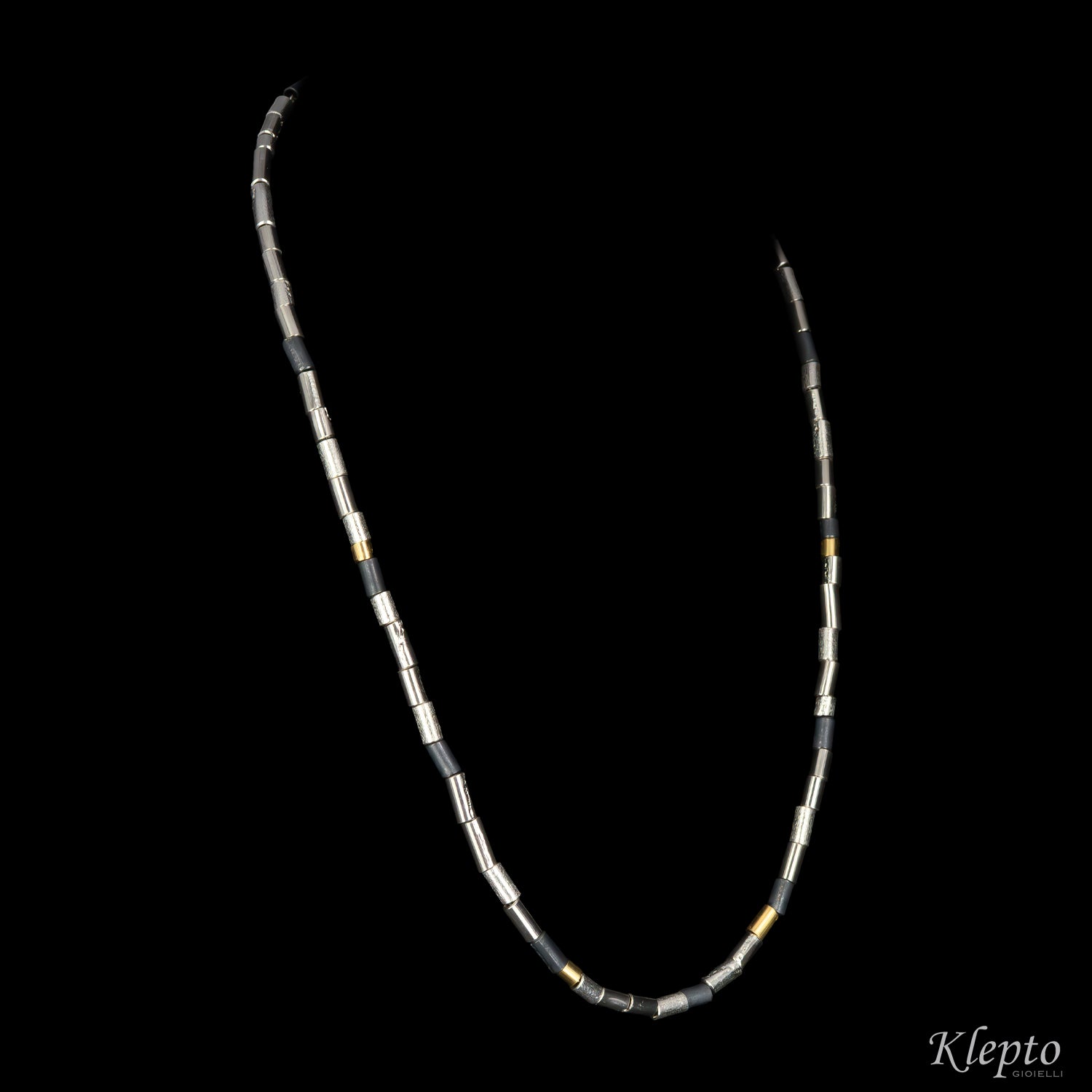 Silver Silnova® necklace with yellow gold details