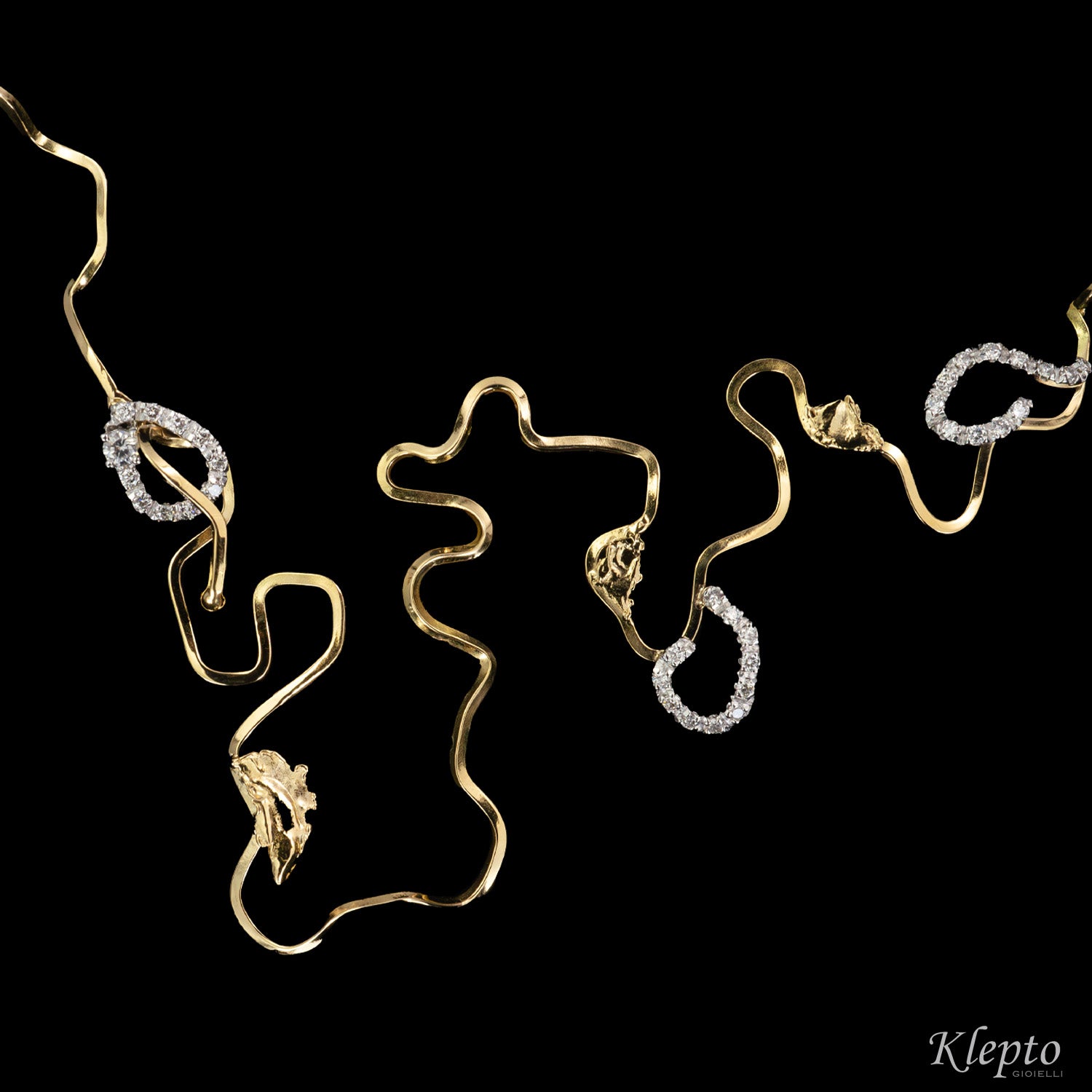"EleKtro" yellow and white gold necklace with diamonds