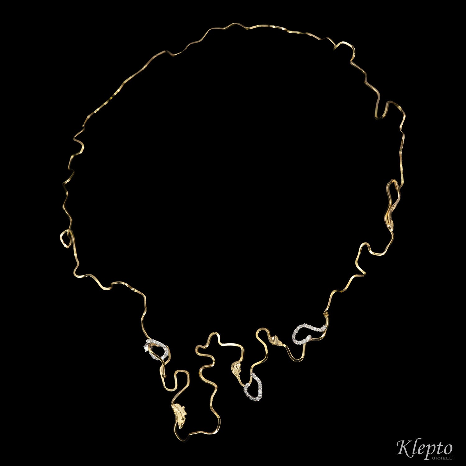"EleKtro" yellow and white gold necklace with diamonds