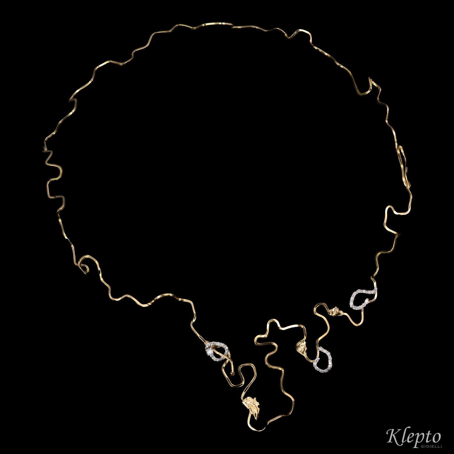 "EleKtro" yellow and white gold necklace with diamonds