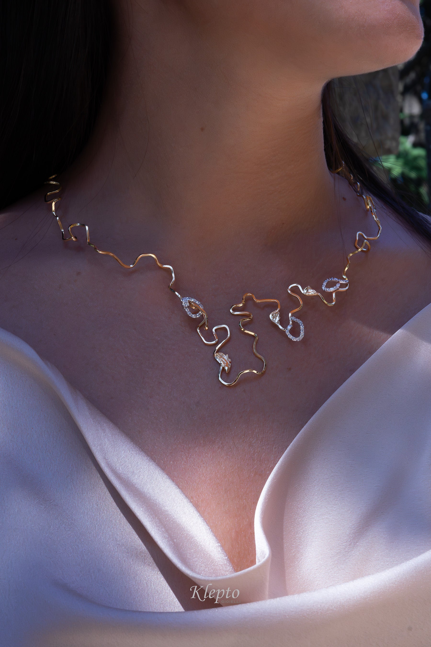 "EleKtro" yellow and white gold necklace with diamonds