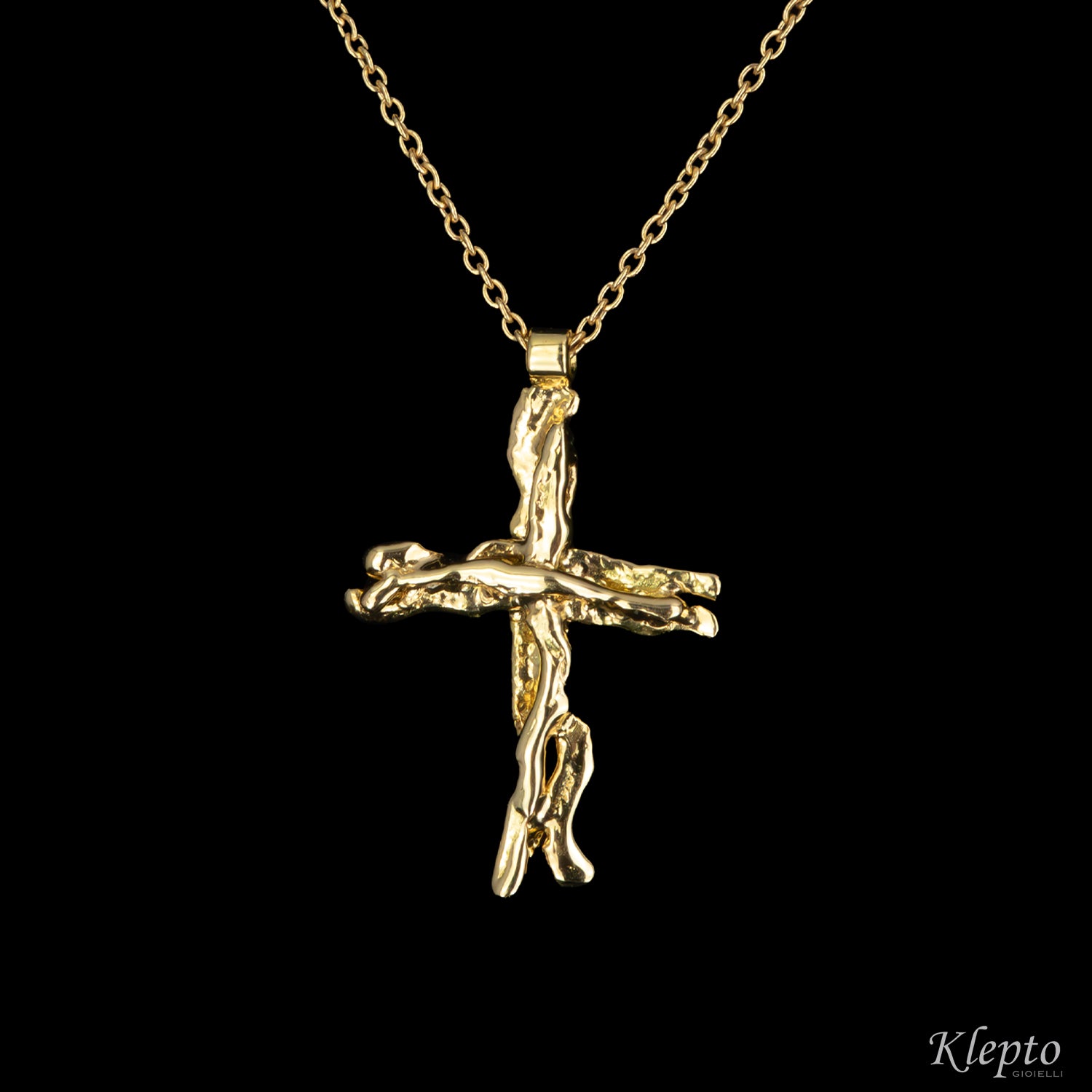 Flame-Fused Gold Cross Pendant