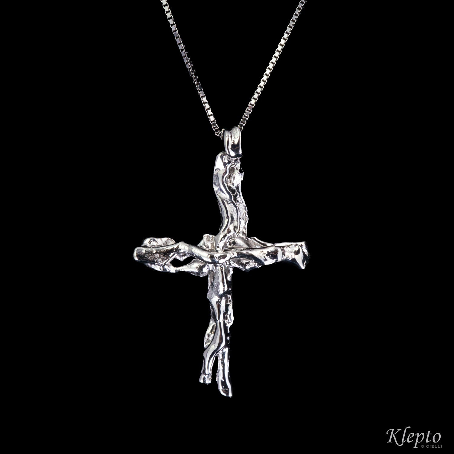 Flame-fused gold cross pendant