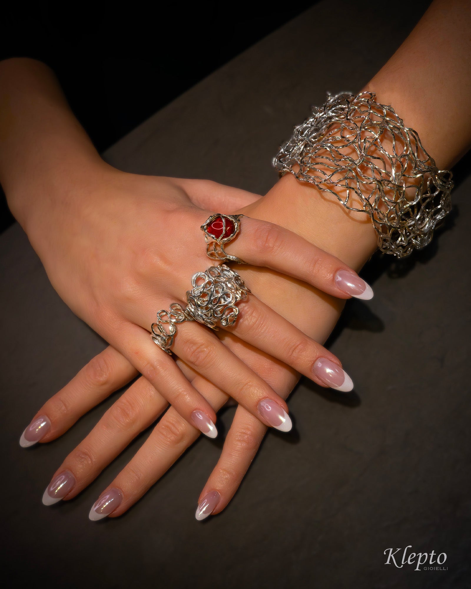 Silnova® braided wire silver ring