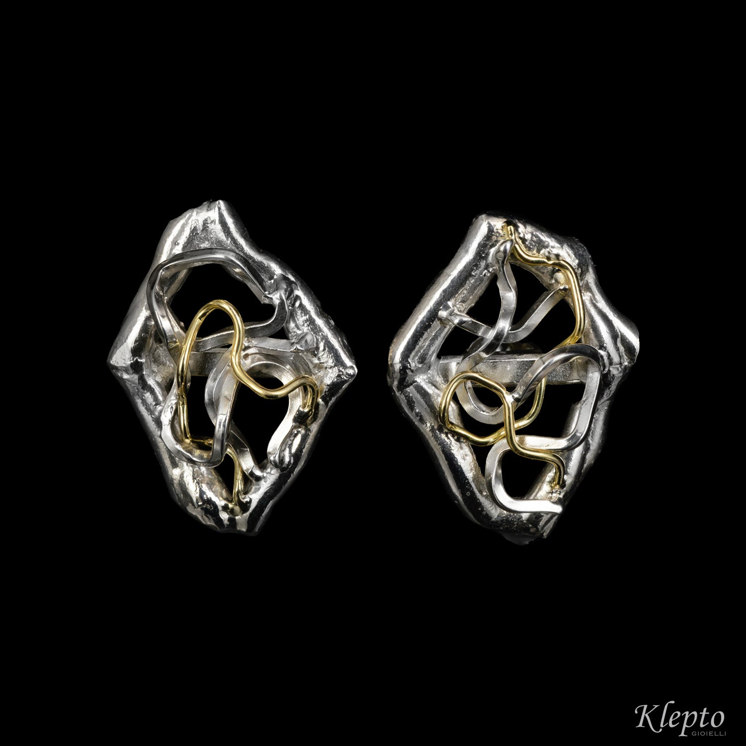 Cufflinks in Silnova® Silver and yellow gold details