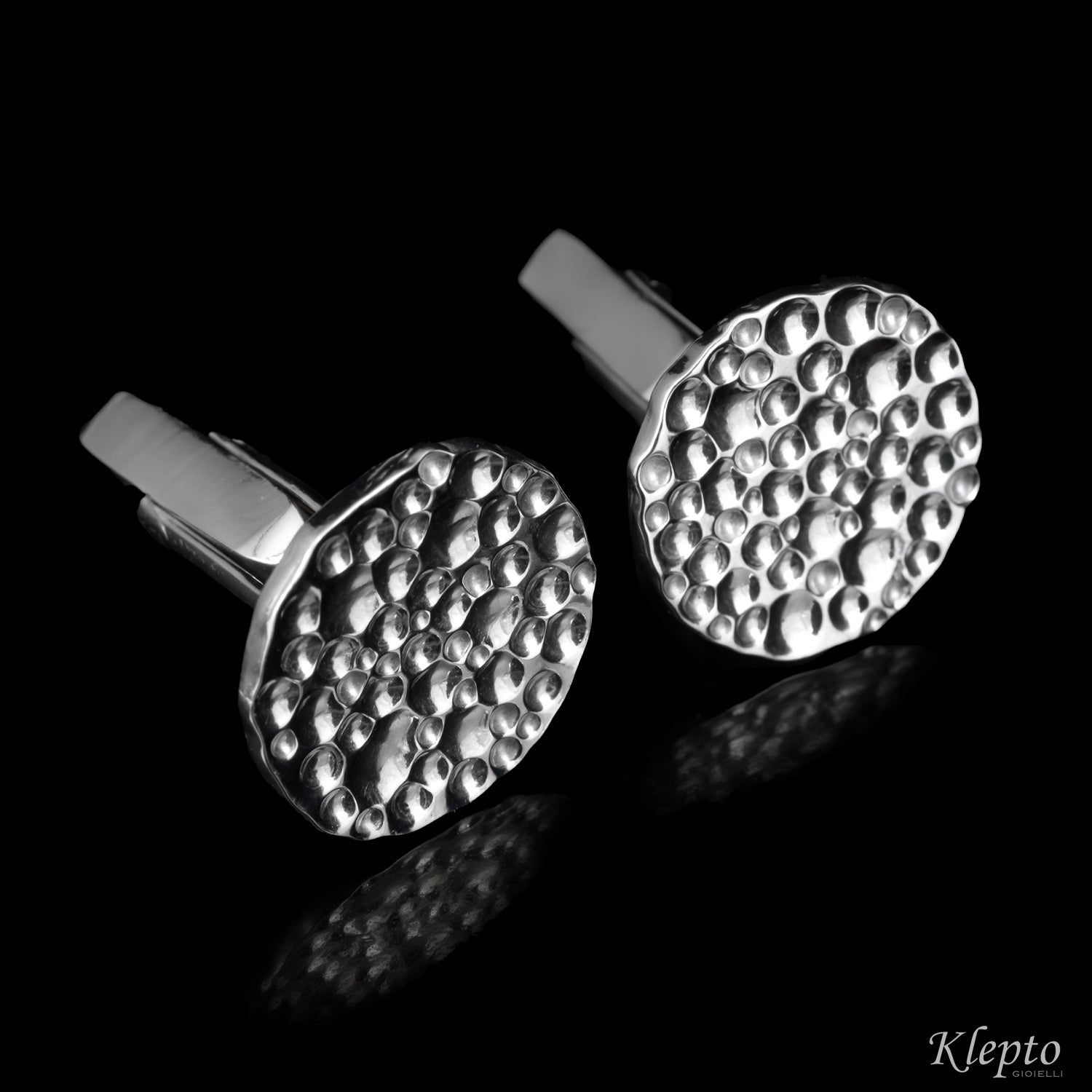 Silver Hammered Round Twin Rings Silnova®