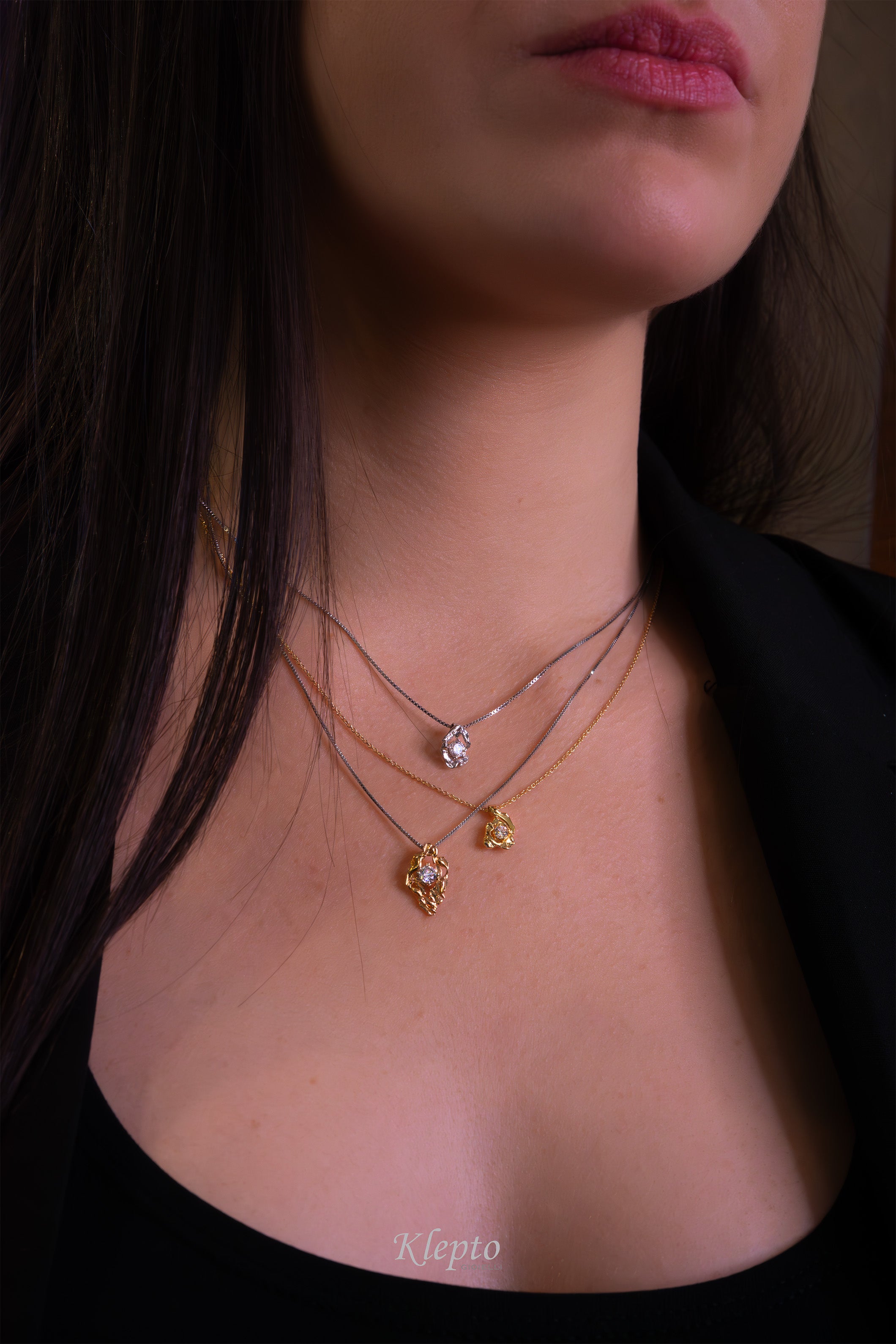 White and rose gold pendant Pepita with Diamond