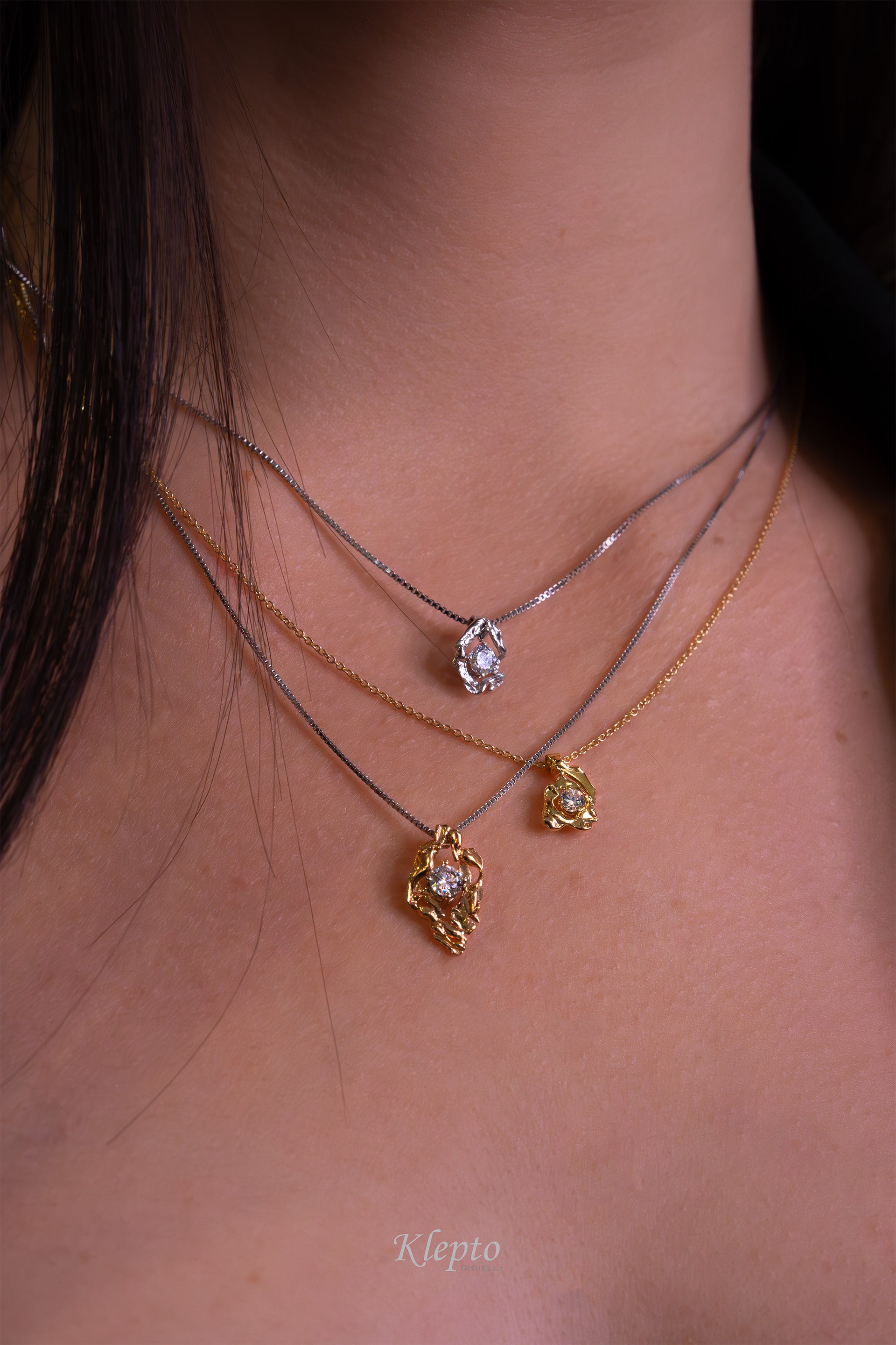 White and rose gold pendant Pepita with Diamond