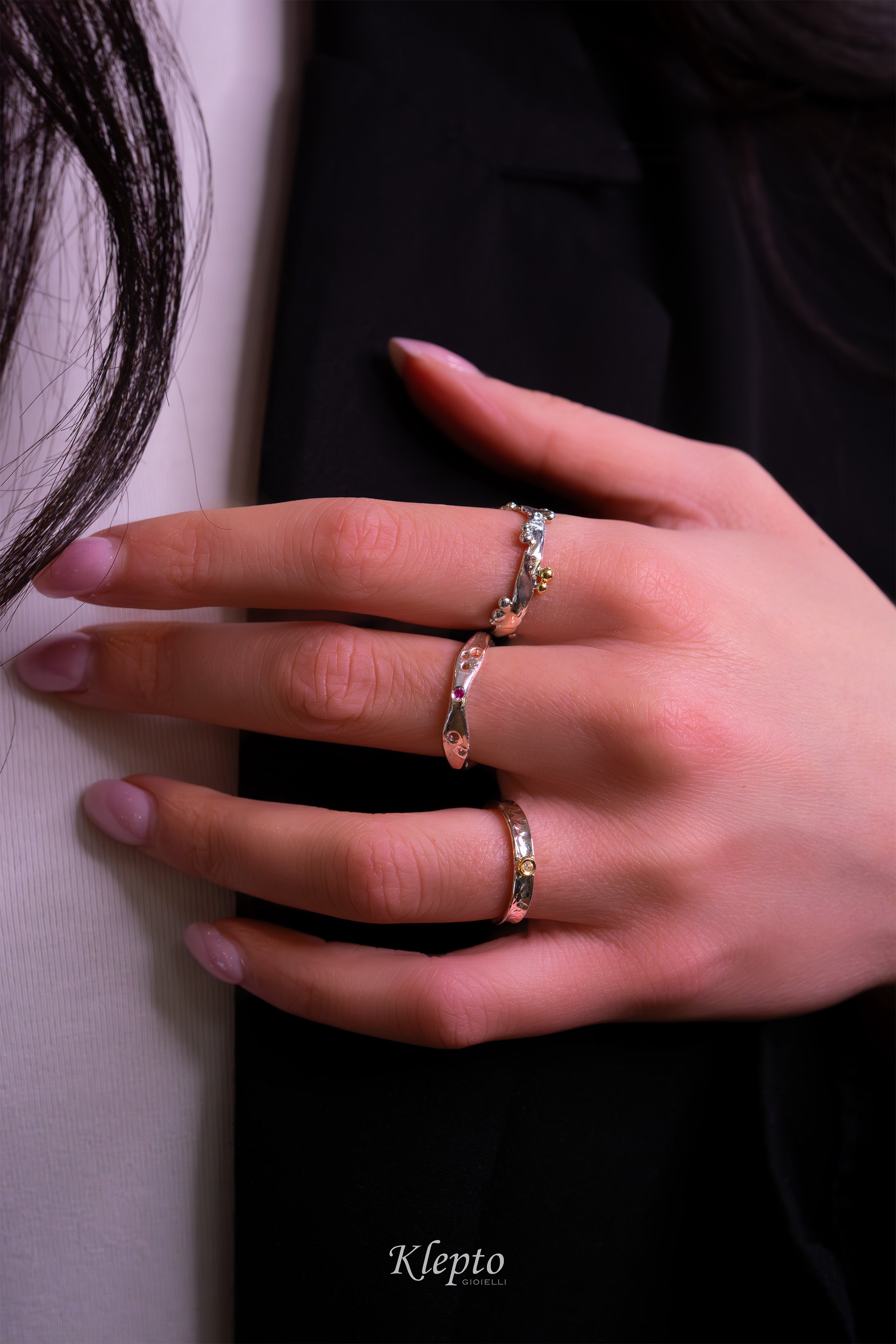 Silnova® Silver Ring with Yellow Gold Details