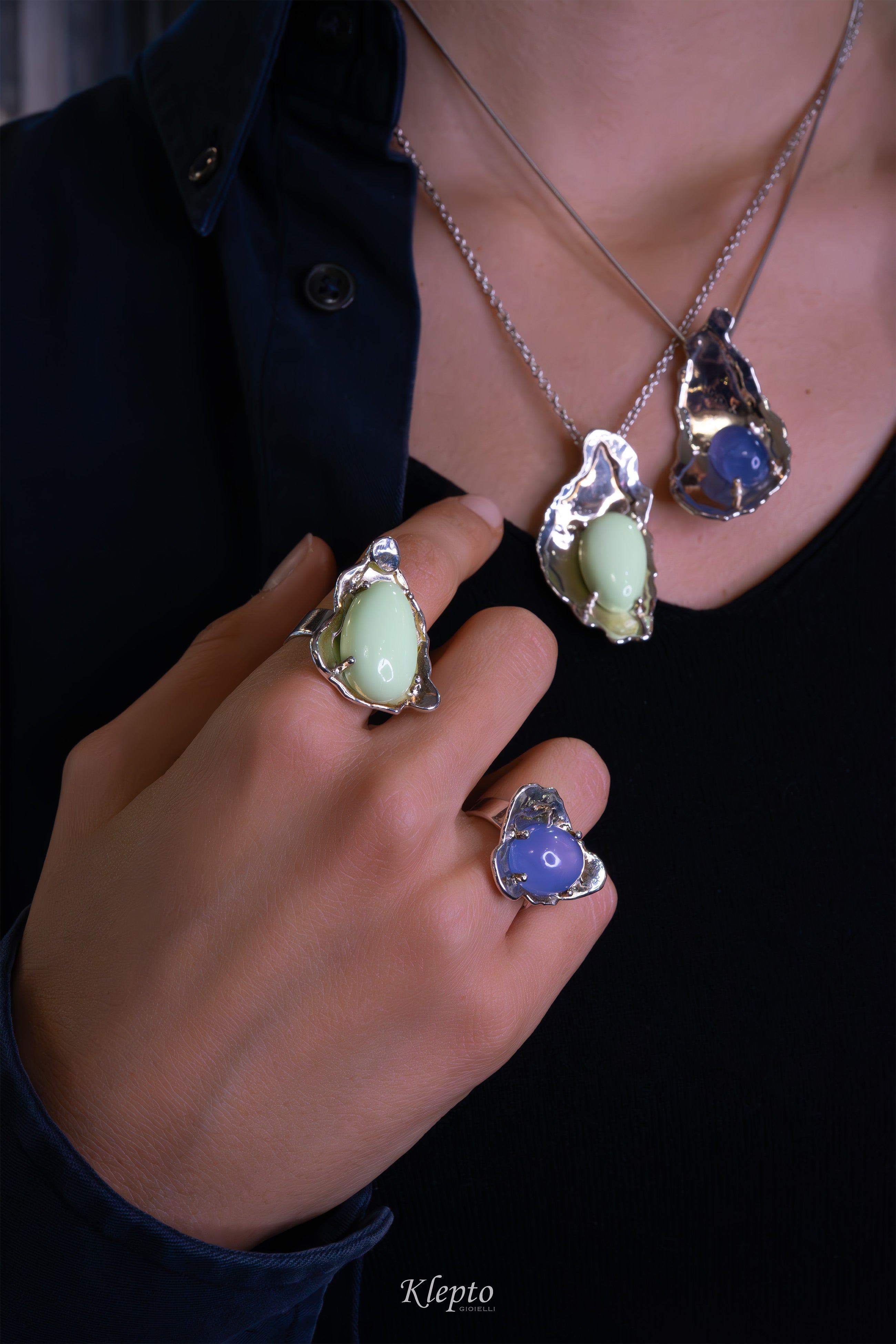 Silver ring Silnova® with lavender Agate