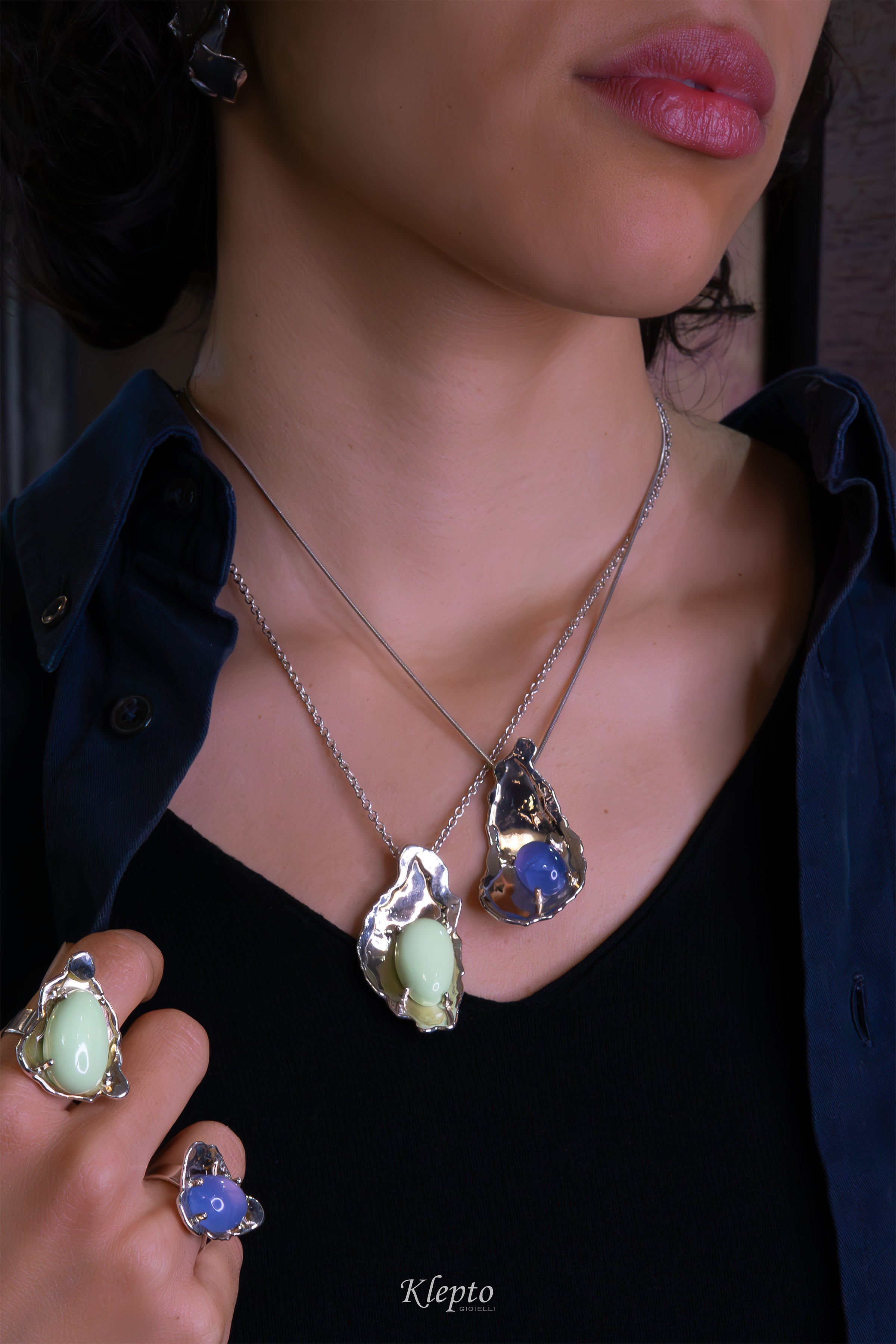 Silver Pendant Silnova® with Gaspeite