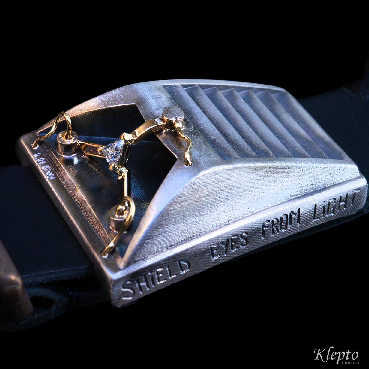 Silnova® Silver "Jigowatt" Bracelet with Trigonal Diamond and Yellow Gold