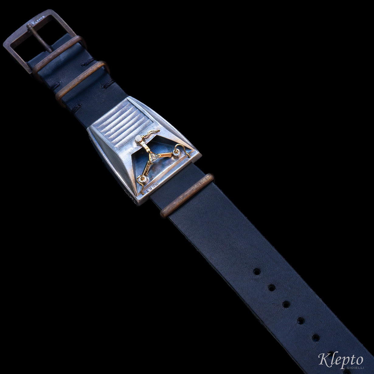 Silnova® Silver "Jigowatt" Bracelet with Trigonal Diamond and Yellow Gold