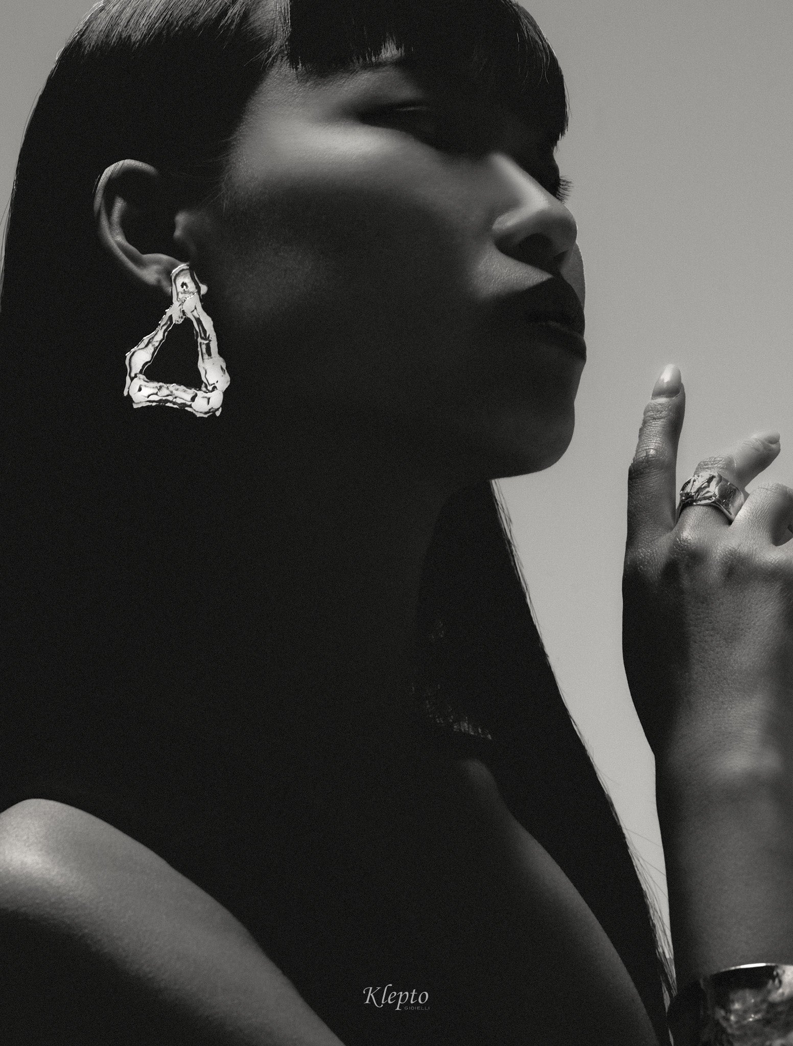 Flame-fused asymmetric Silnova® Silver earrings