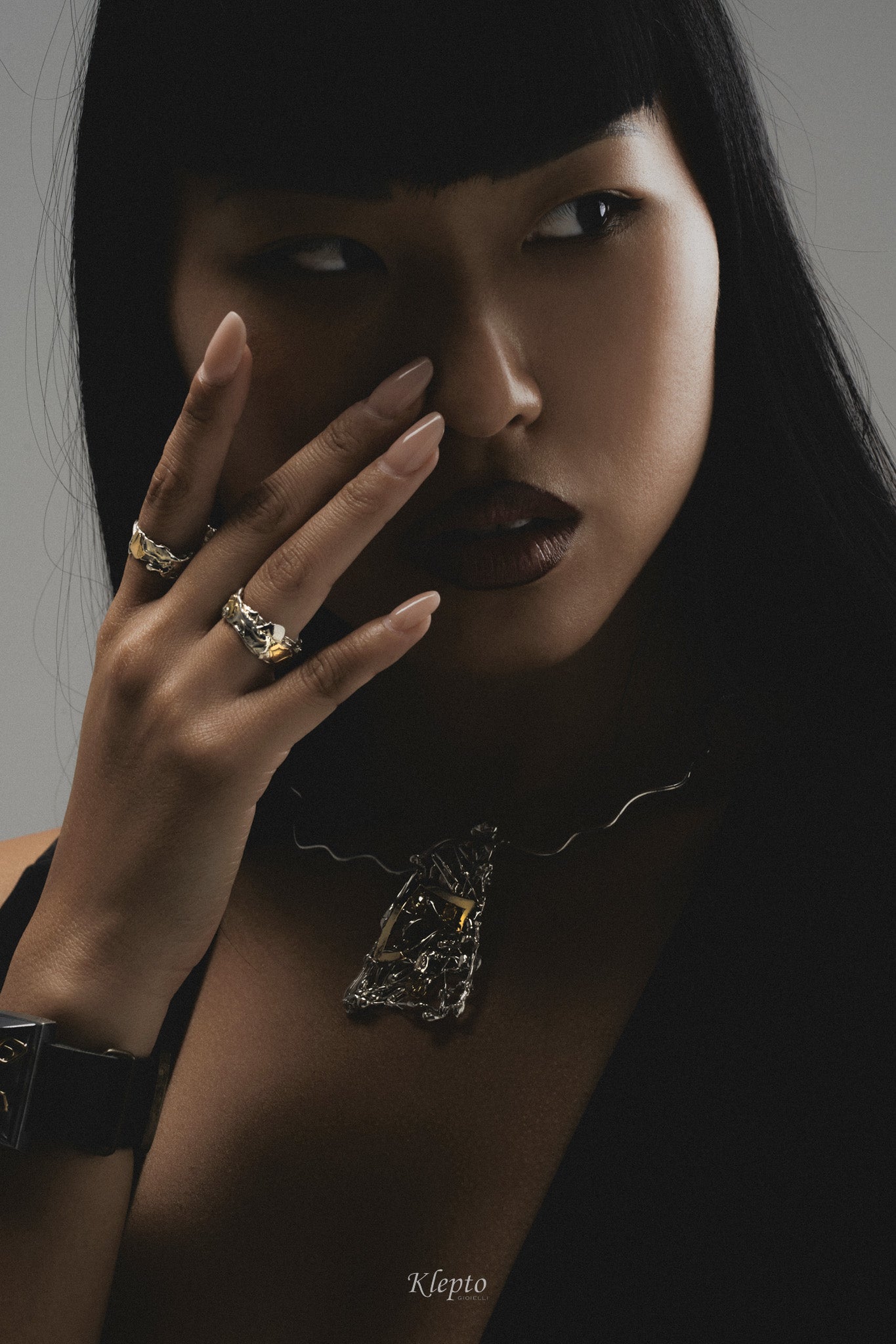 Silver Silnova® and yellow gold ring "Metamorphosis"