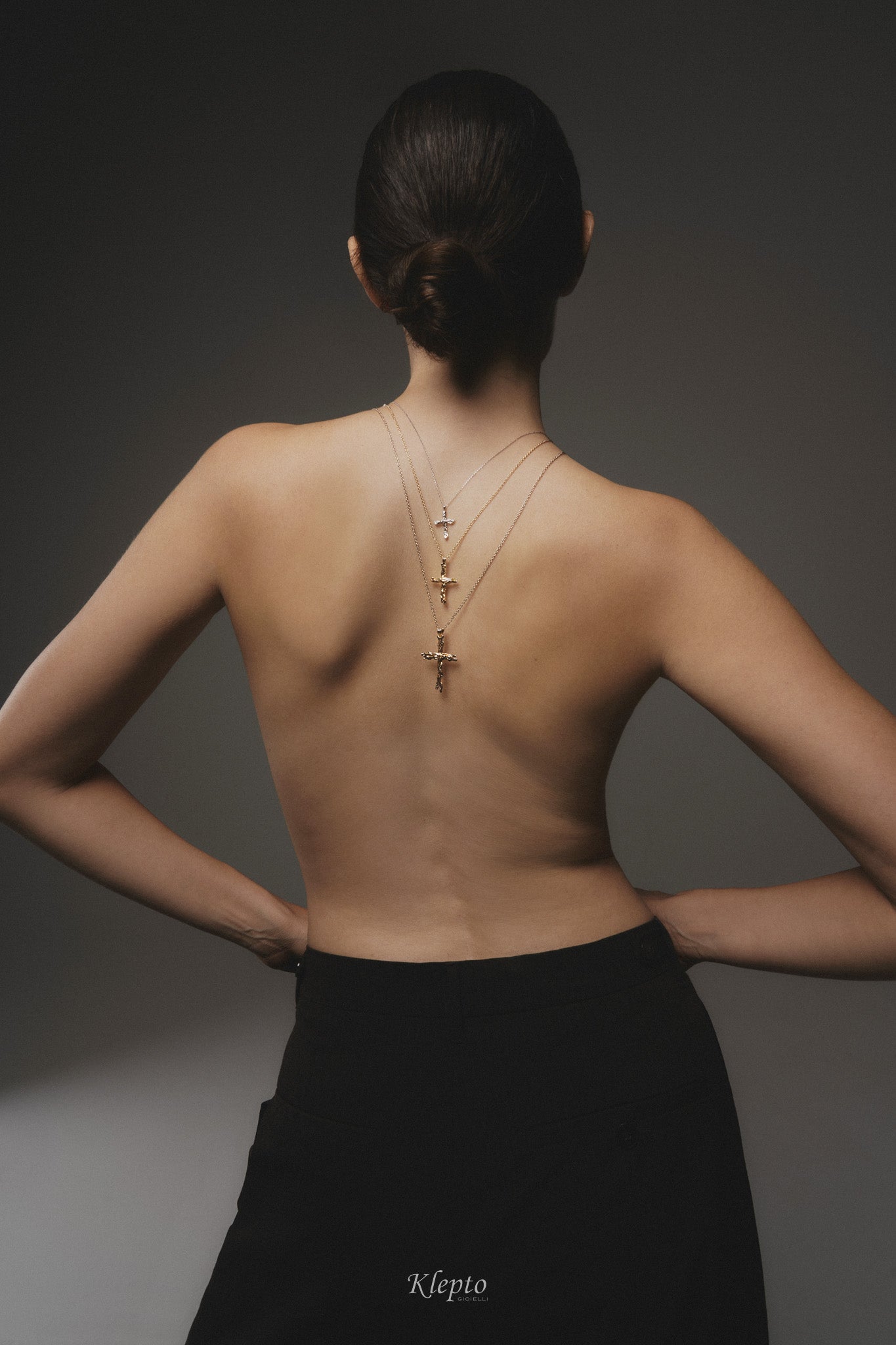 Flame-fused gold cross pendant