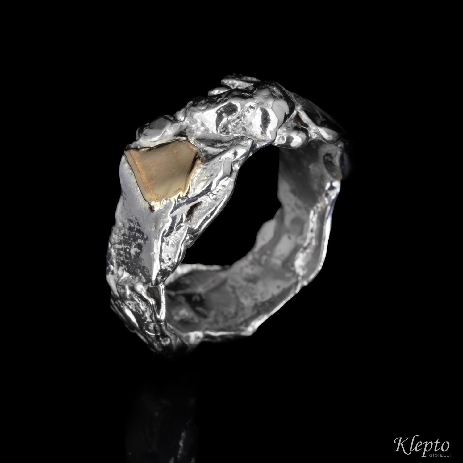 Ring in Silnova® Silver and yellow gold "Metamorphosis"