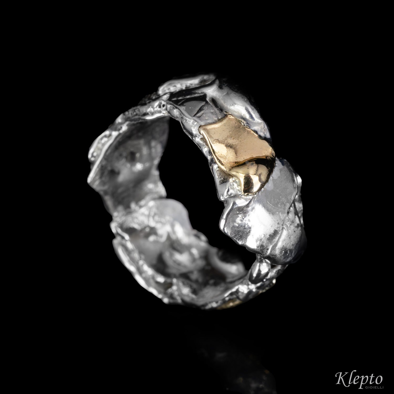 Ring in Silnova® Silver and yellow gold "Metamorphosis"