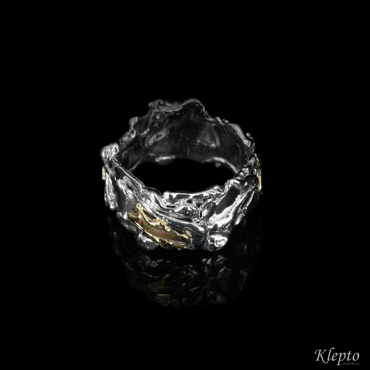 Ring in Silnova® Silver and yellow gold "Metamorphosis"
