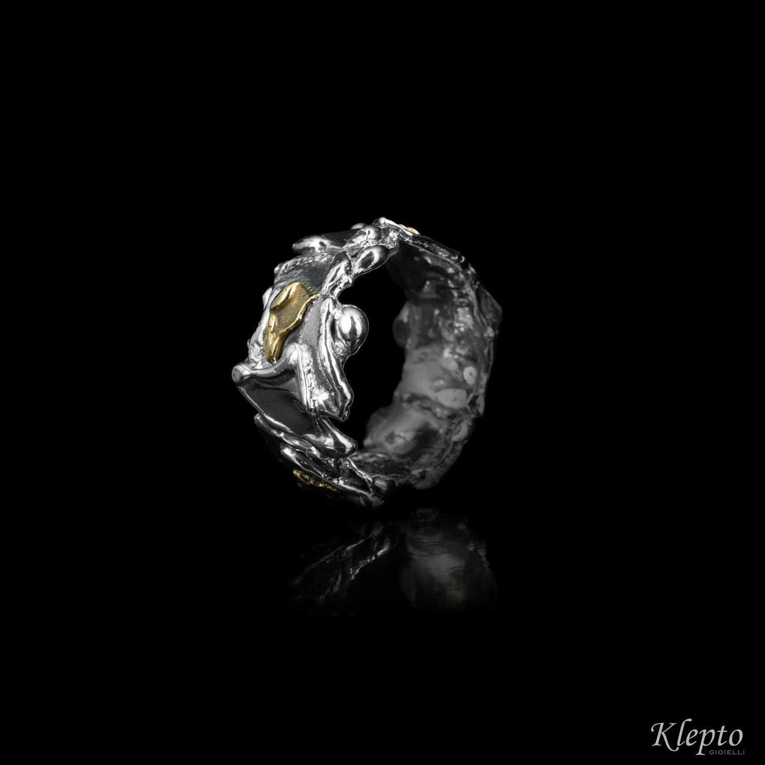 Ring in Silnova® Silver and yellow gold "Metamorphosis"