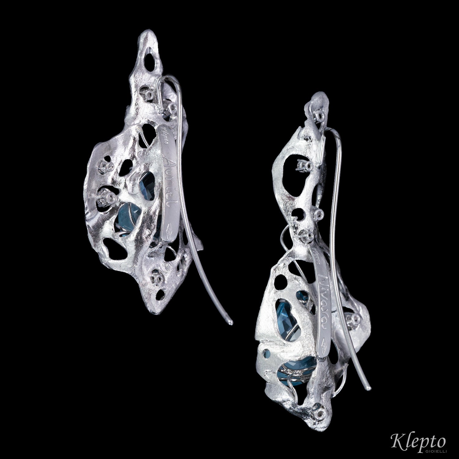 "Auriel et Nivara" white gold earrings with aquemarines and diamonds