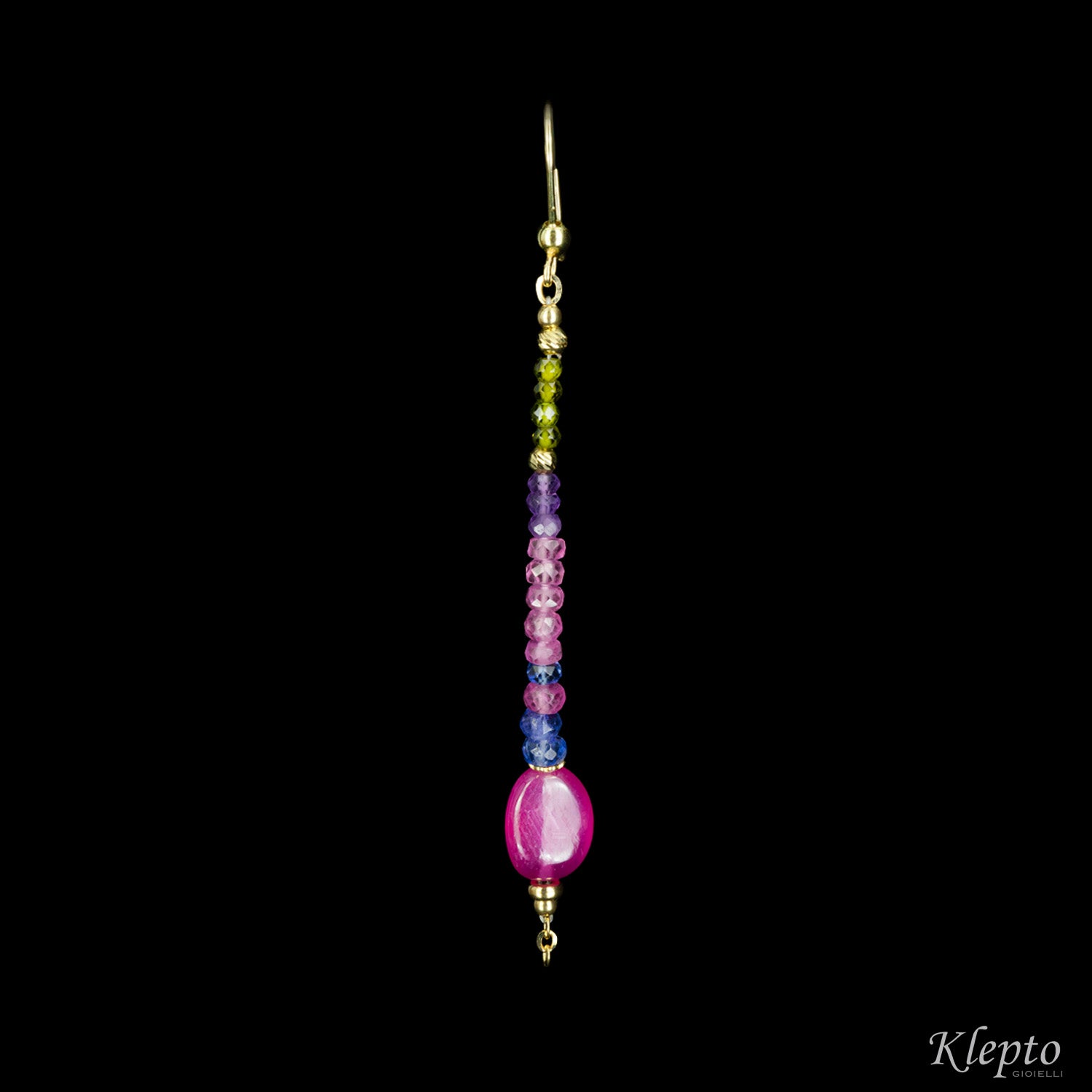 Rainbow yellow gold earrings with stones