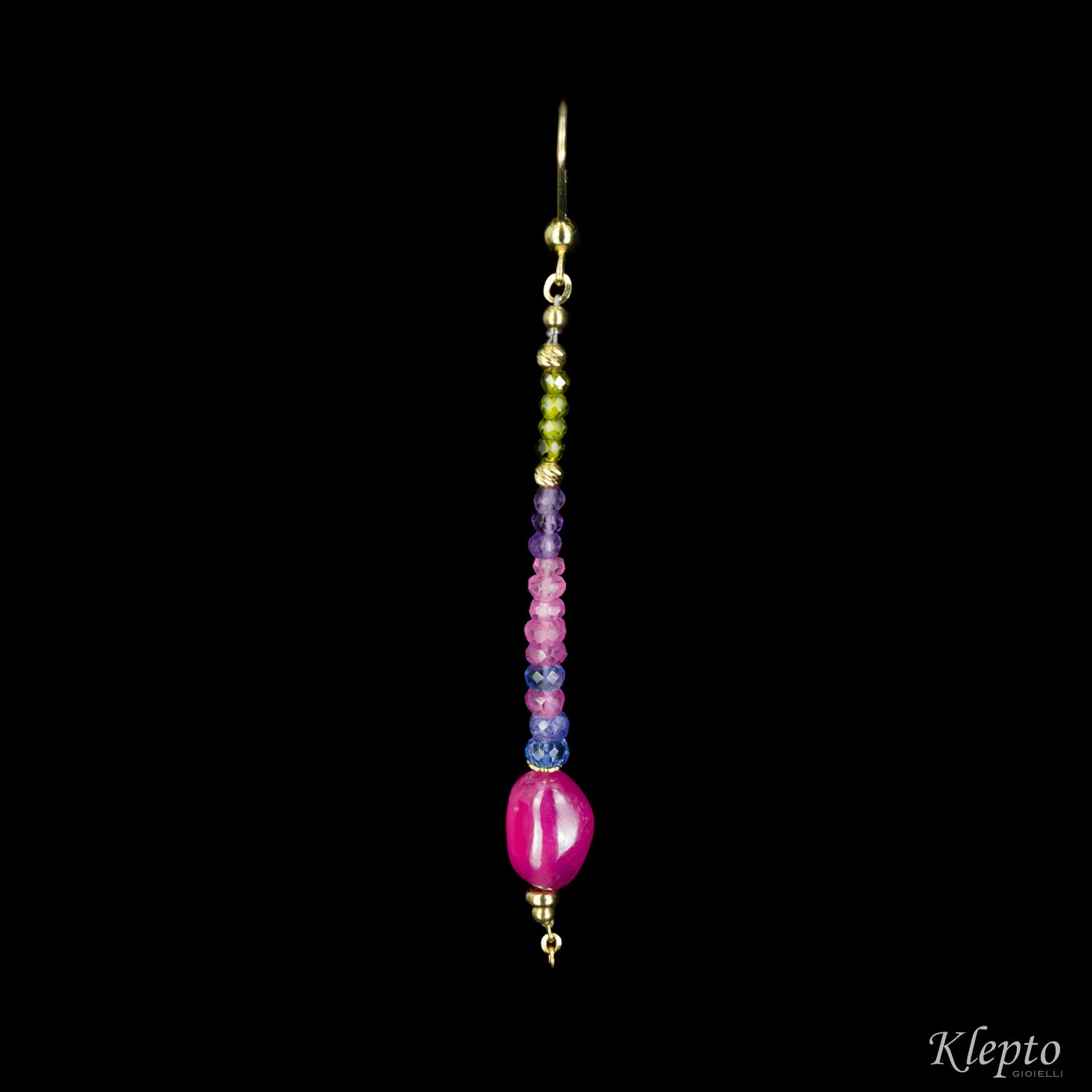 Rainbow yellow gold earrings with stones