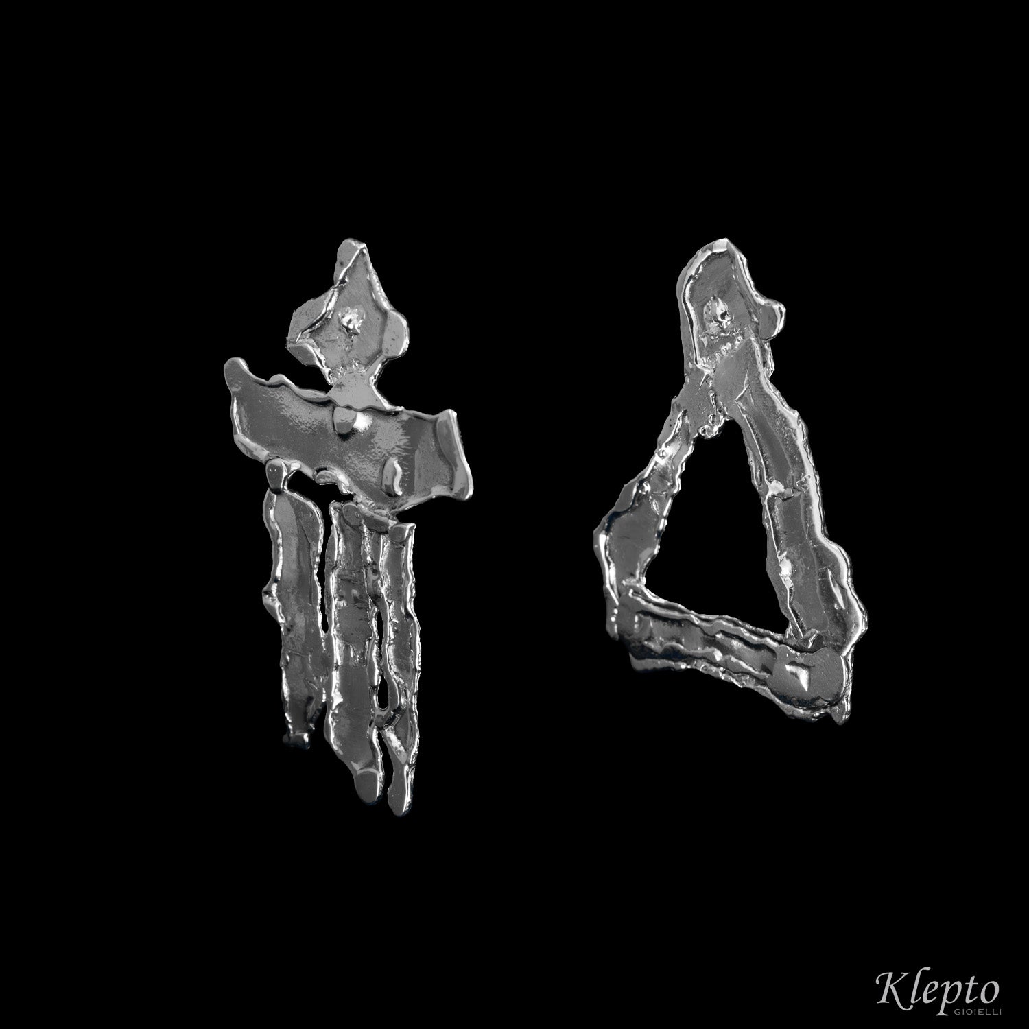 Flame-fused asymmetric Silnova® Silver earrings