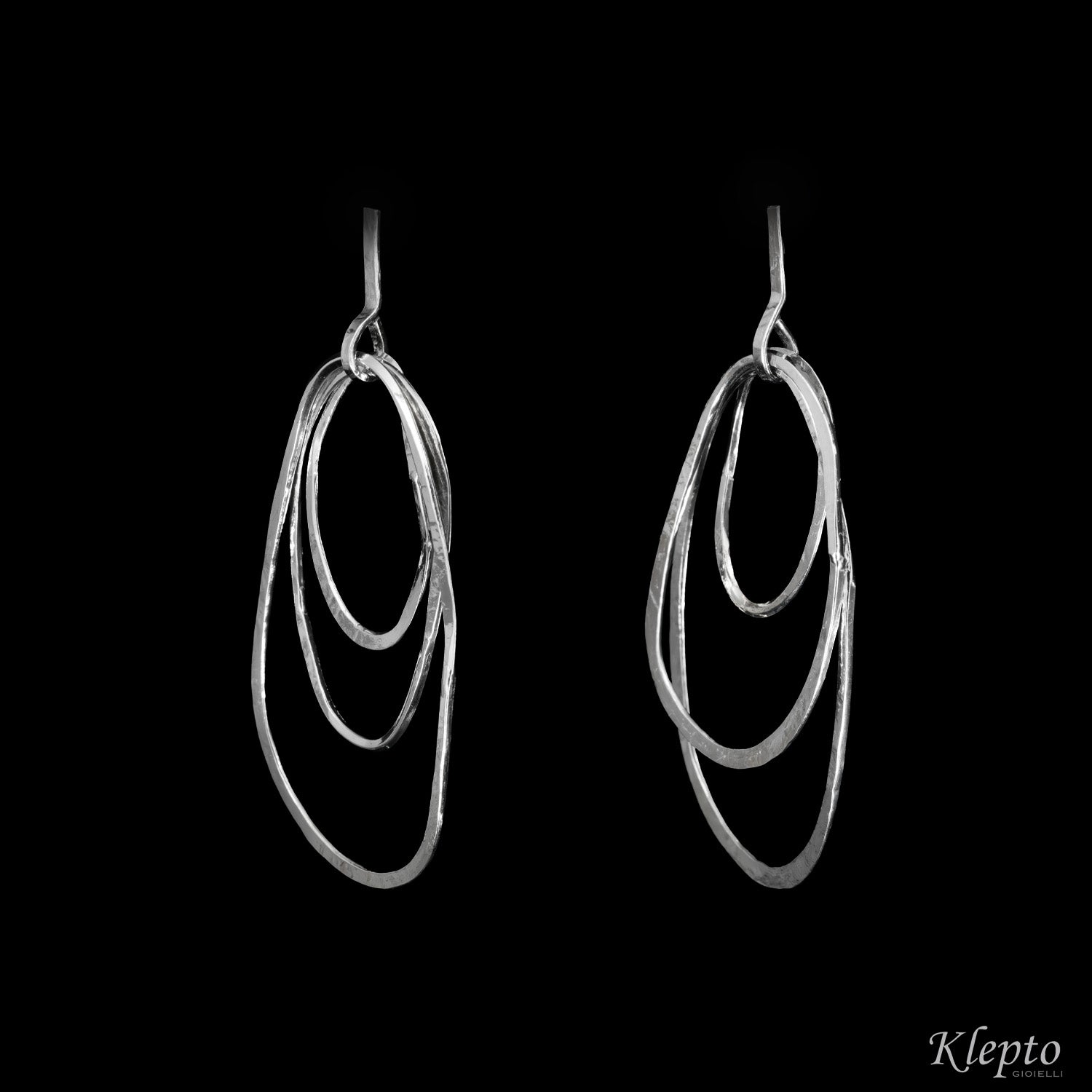 Earrings in Silnova® Silver with hammered wire