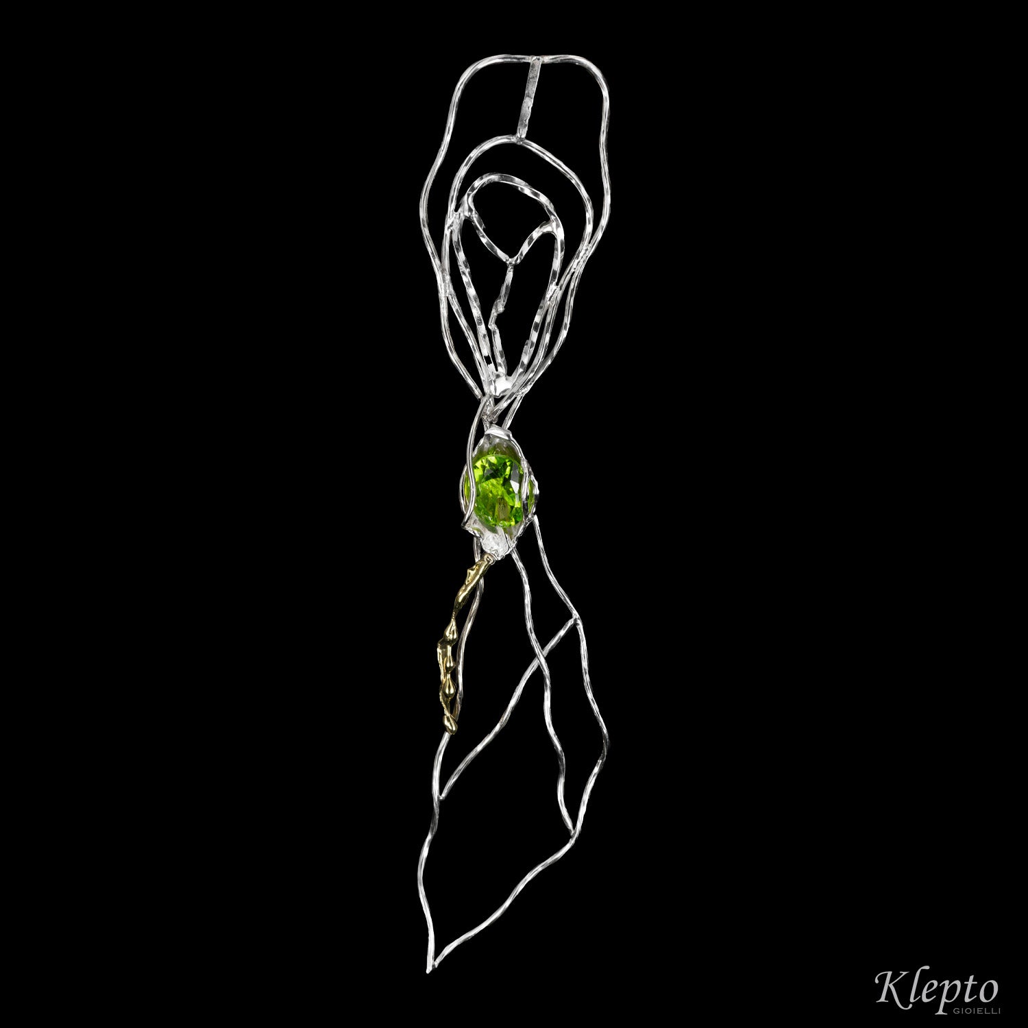 Silnova® Silver earrings with Amethyst, Peridot and yellow gold details