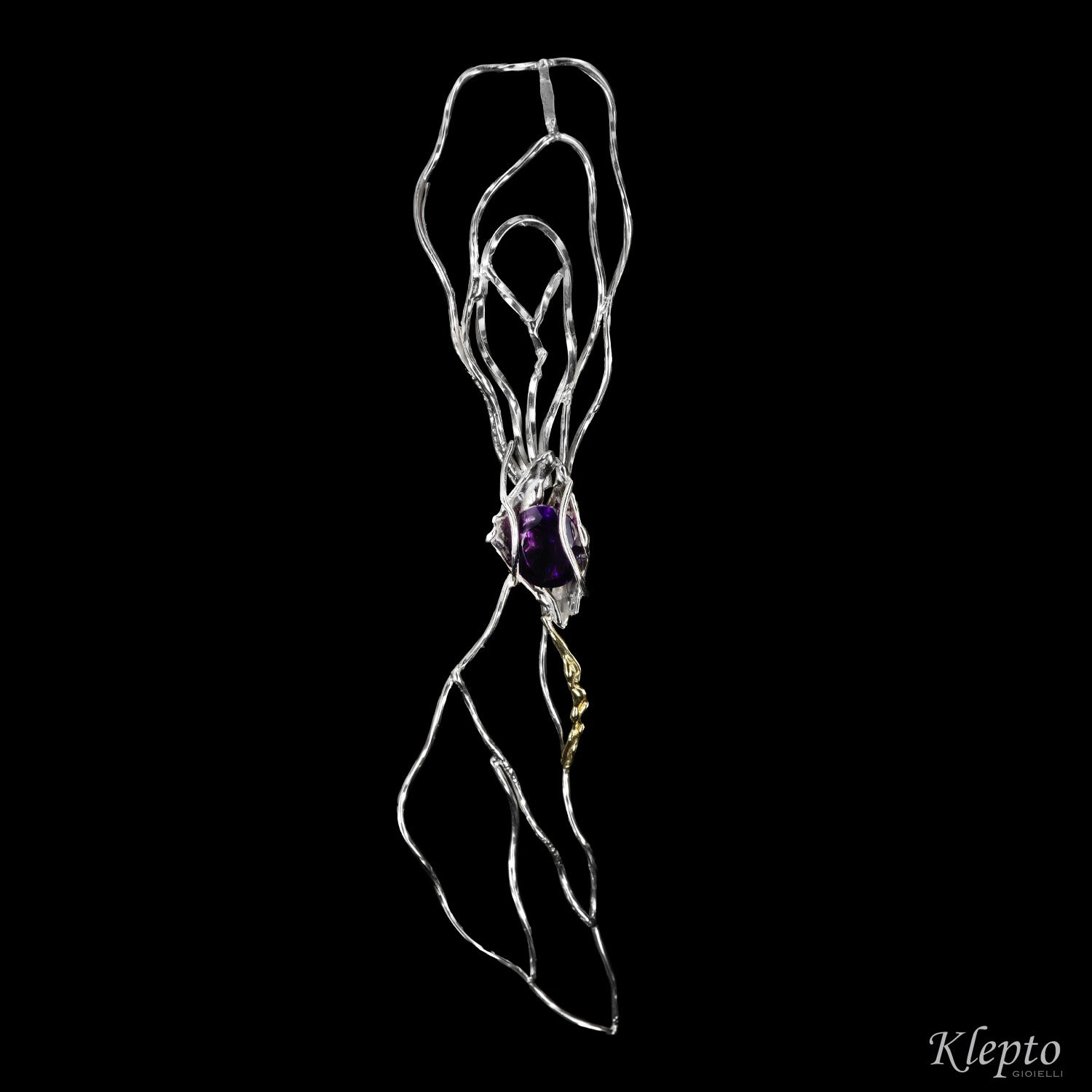 Silnova® Silver earrings with Amethyst, Peridot and yellow gold details