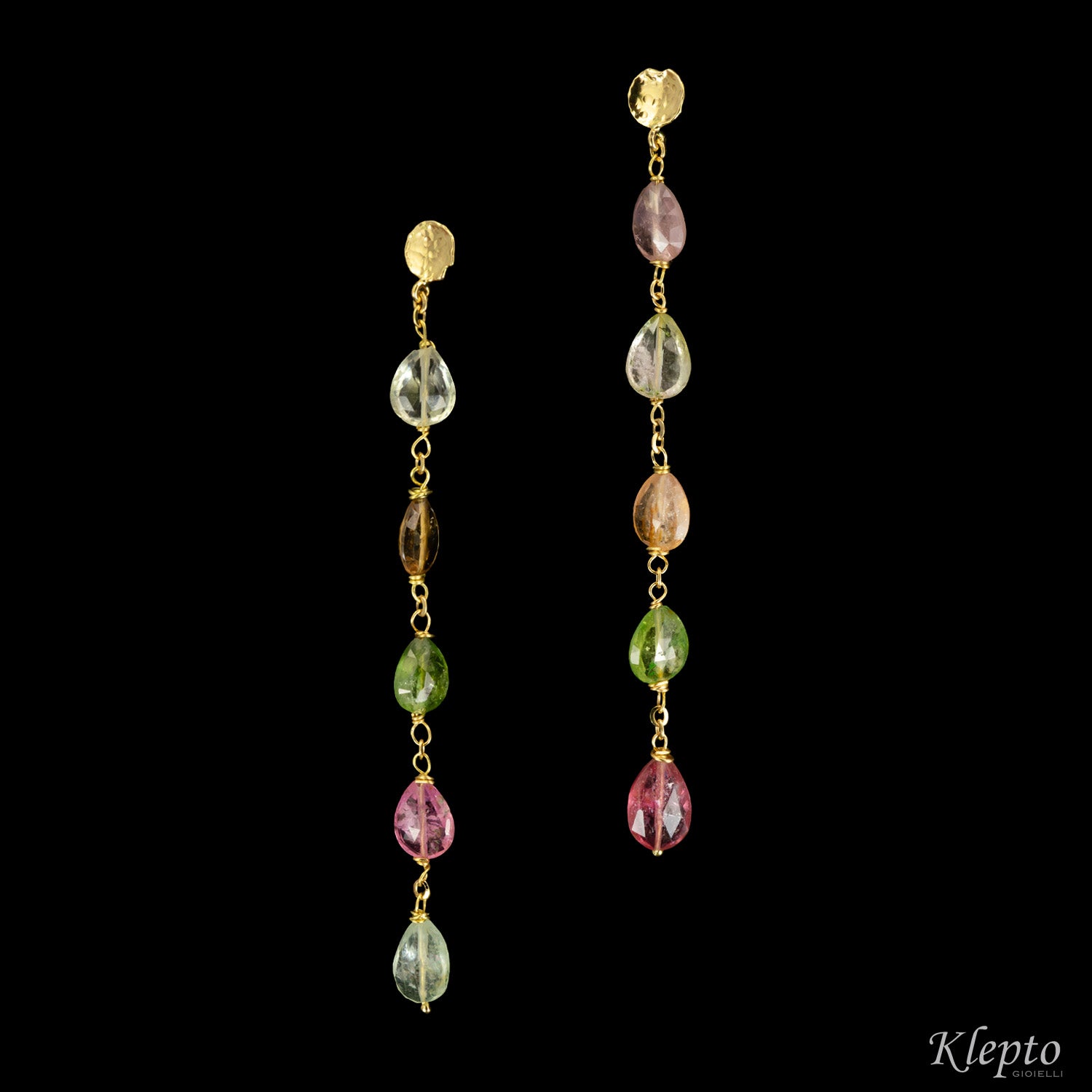 Yellow gold earrings with Tourmalines