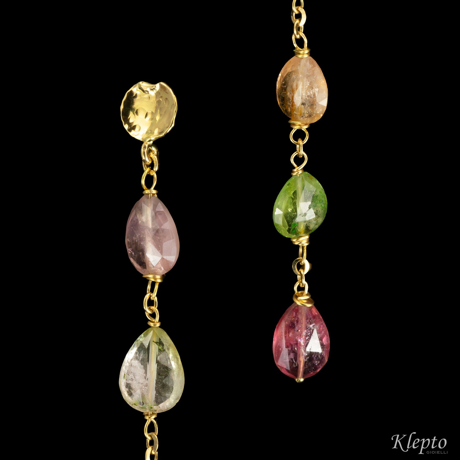 Yellow gold earrings with Tourmalines