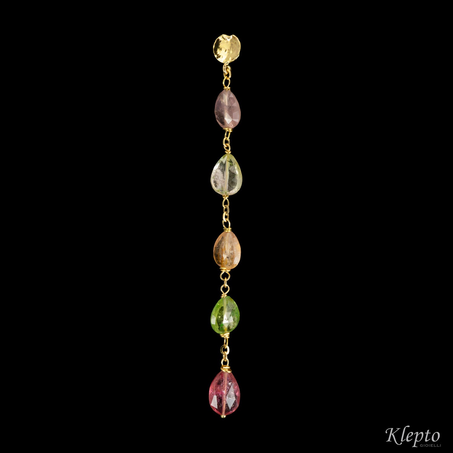 Yellow gold earrings with Tourmalines