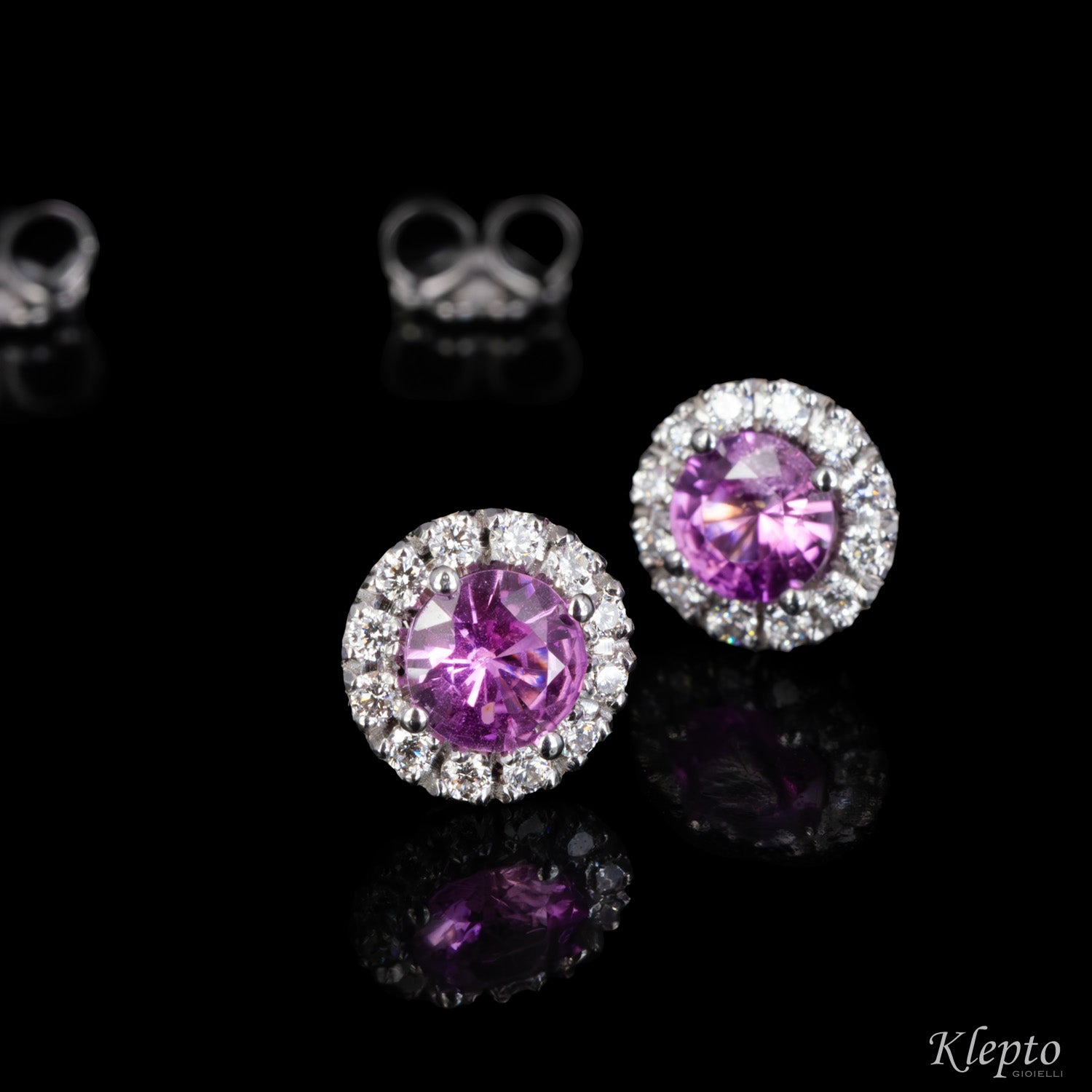 White gold earrings with pink Sapphires and Diamonds