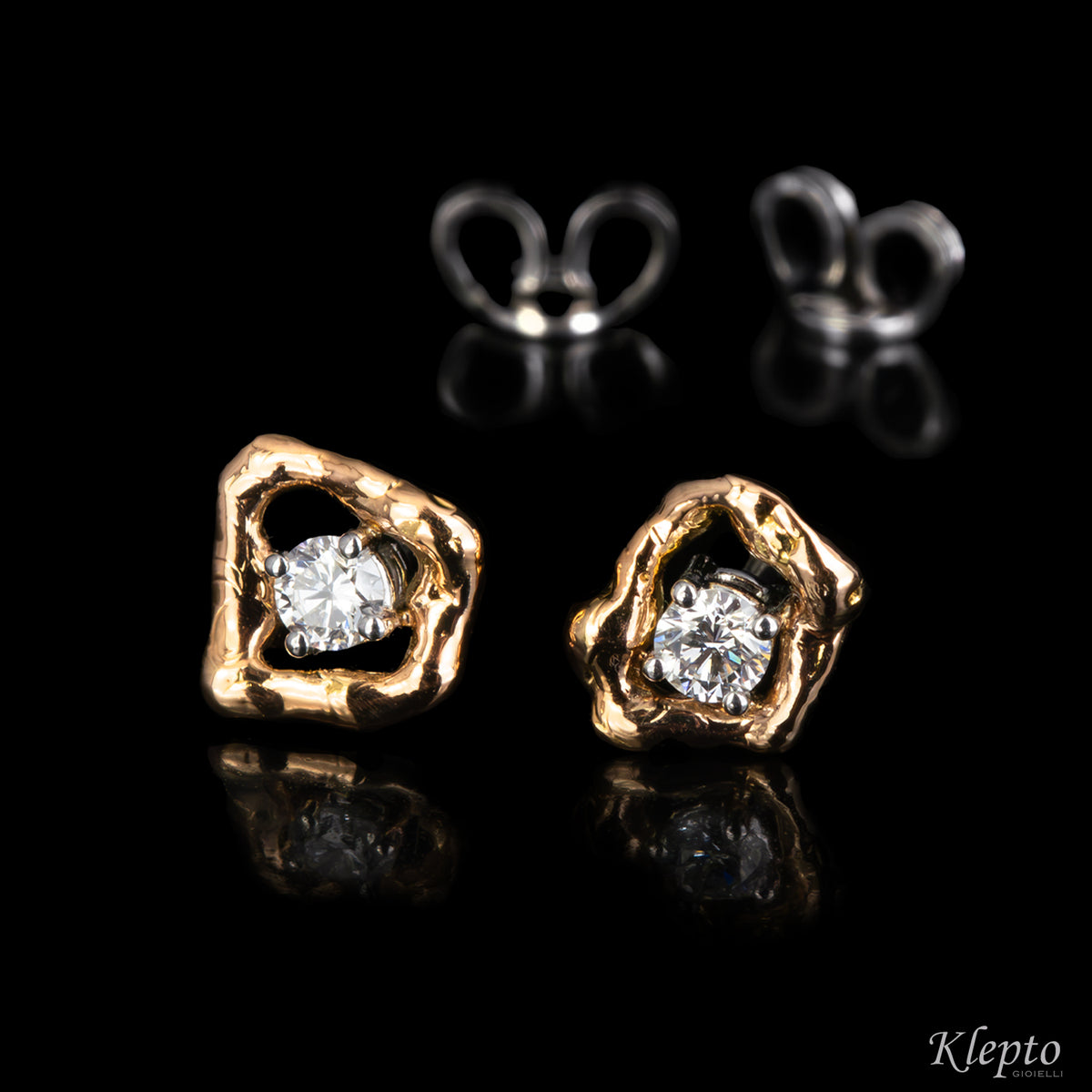 White and Pink Gold Pepita Earrings with Diamonds