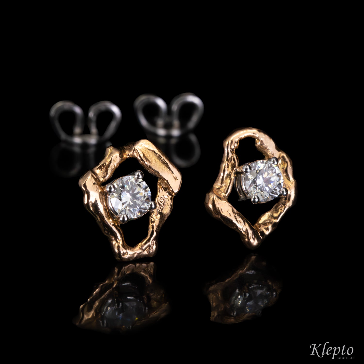 White and Pink Gold Pepita Earrings with Diamonds