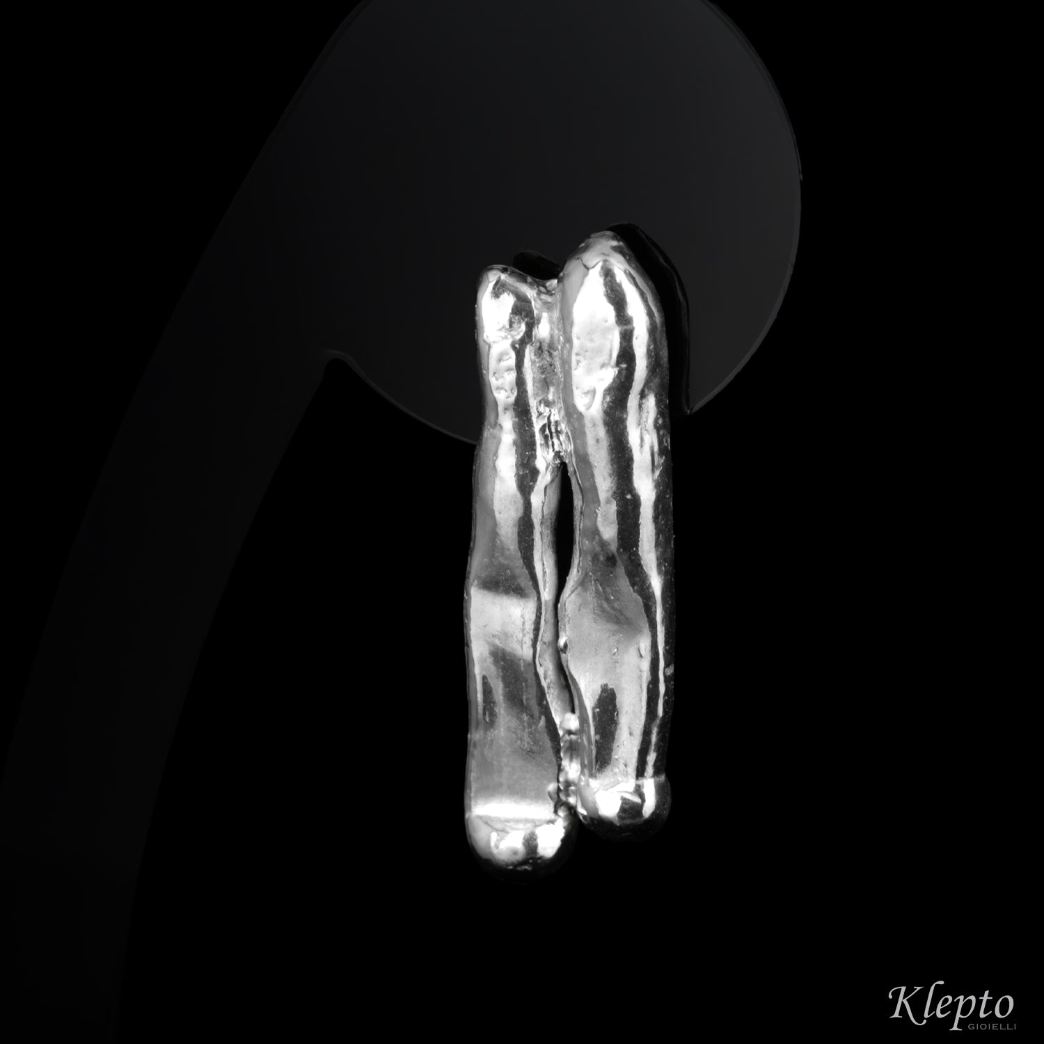 Asymmetric Silver Silnova® Earrings with Flame-Fused Design