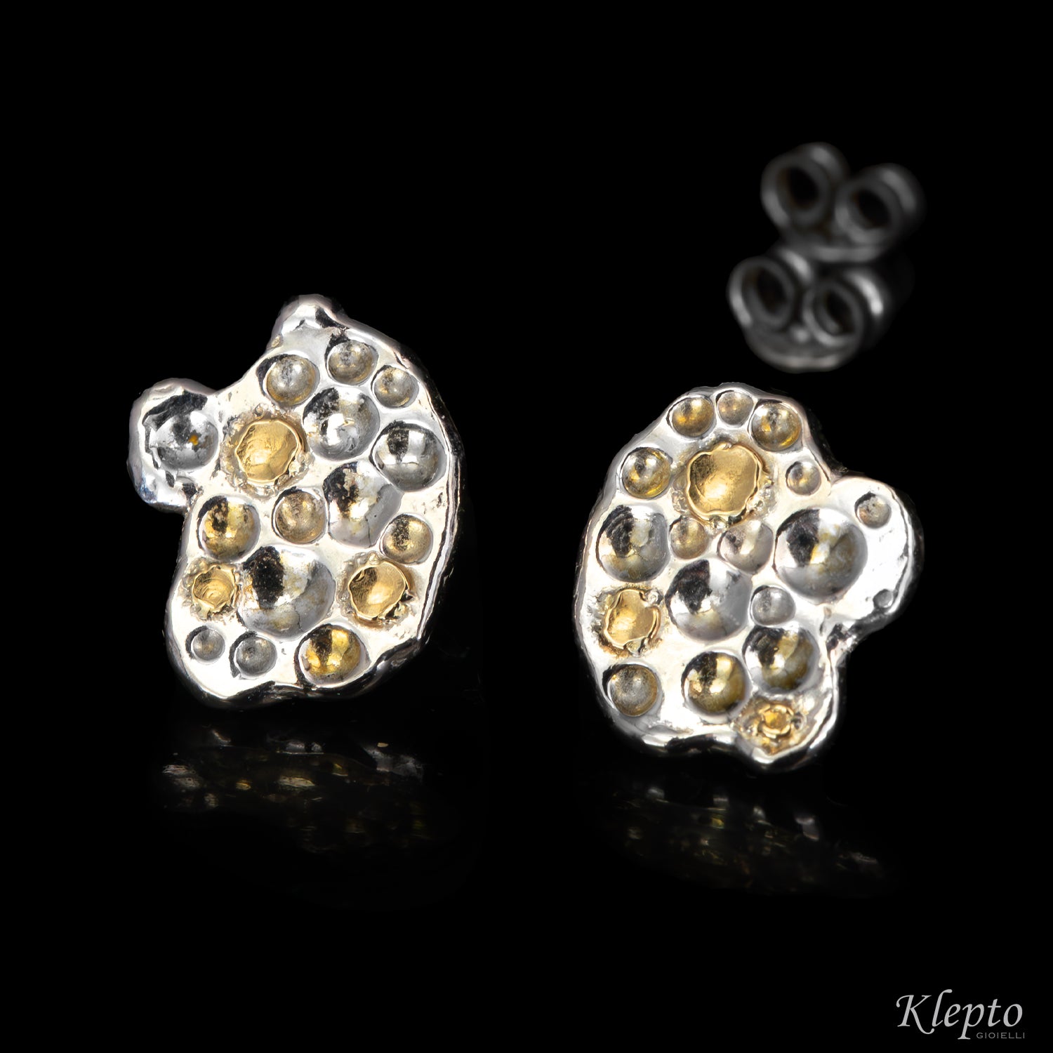 Silver Silnova® Earrings with Yellow Gold Details