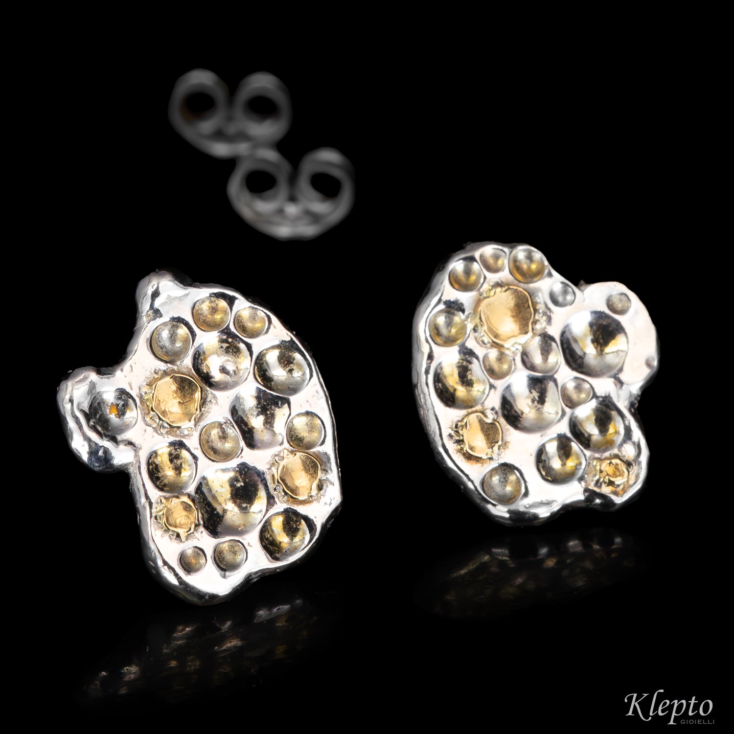 Silver Silnova® Earrings with Yellow Gold Details